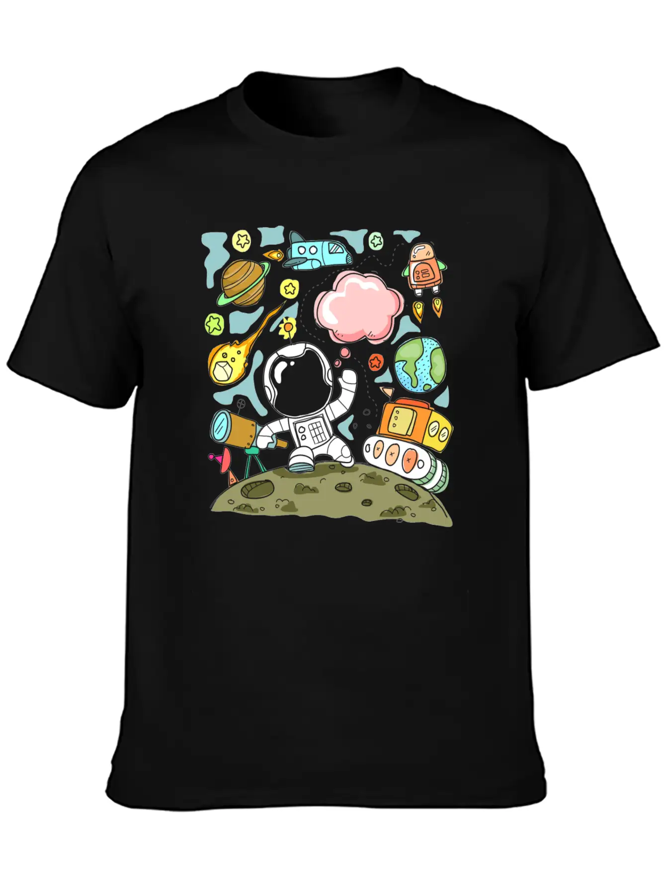 Sketch Space Travel Basic Graphic T-Shirt – Daily Comfort In Soft Cotton