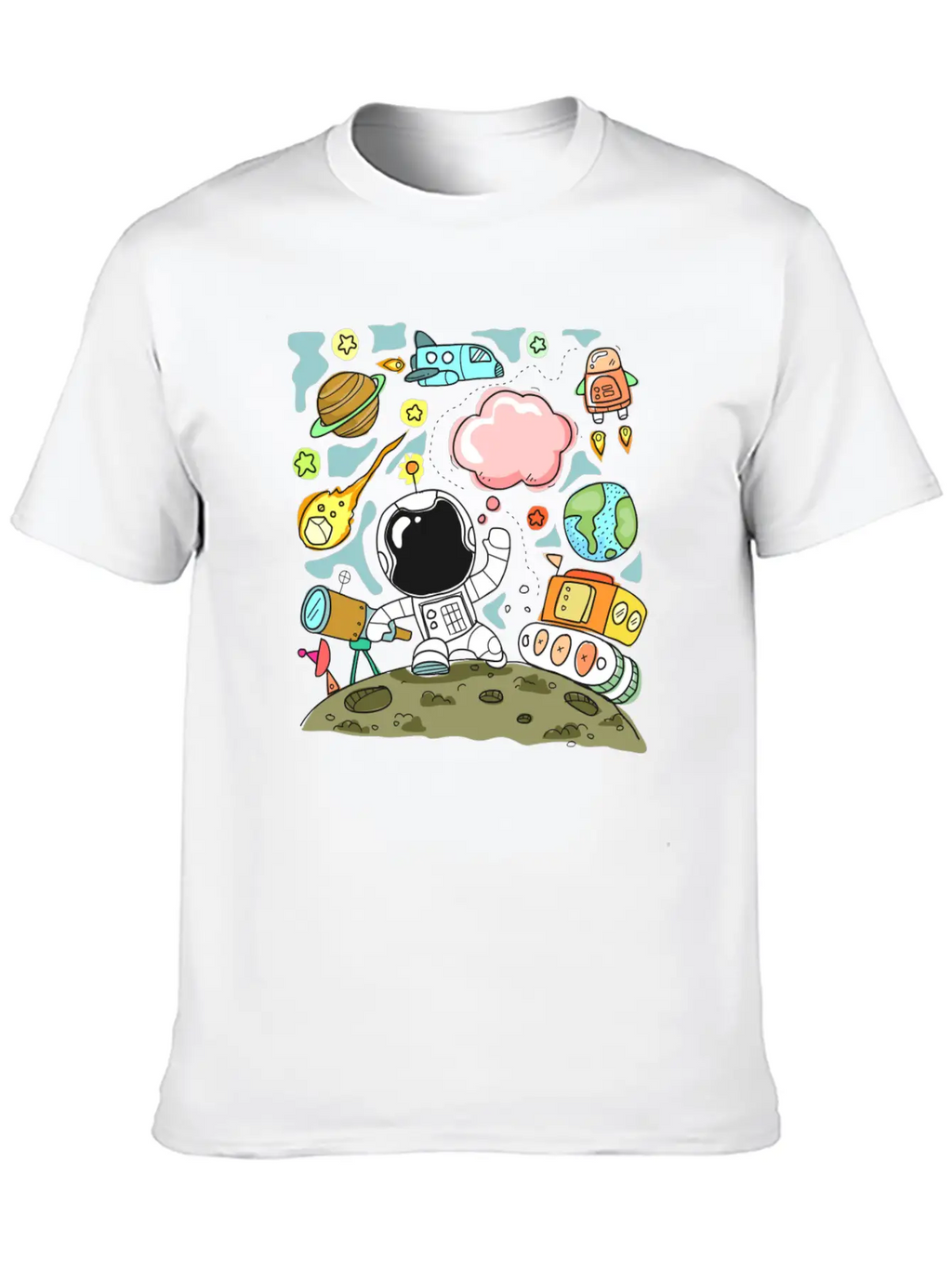 Sketch Space Travel Basic Graphic T-Shirt – Daily Comfort In Soft Cotton