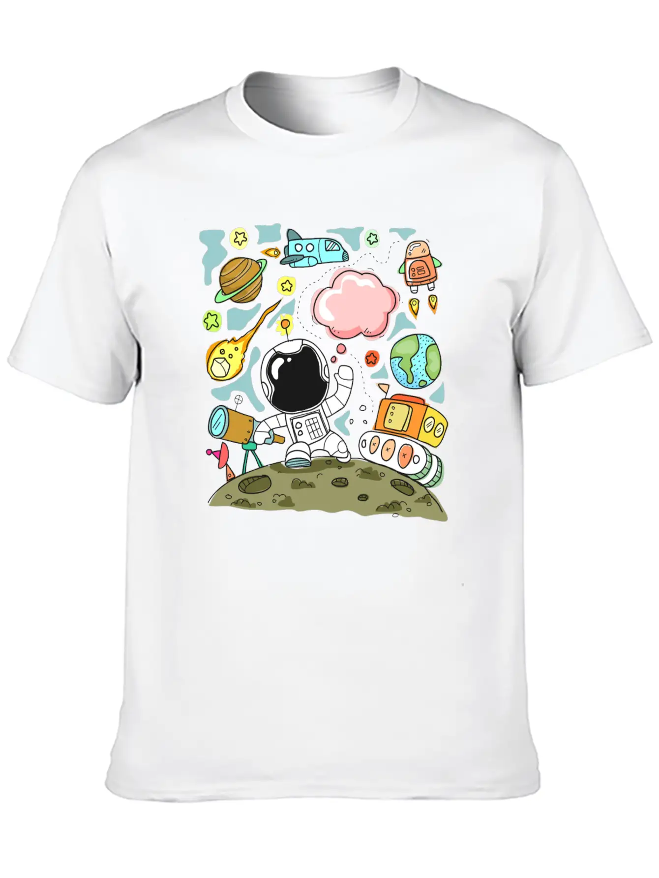 Sketch Space Travel Basic Graphic T-Shirt – Daily Comfort In Soft Cotton