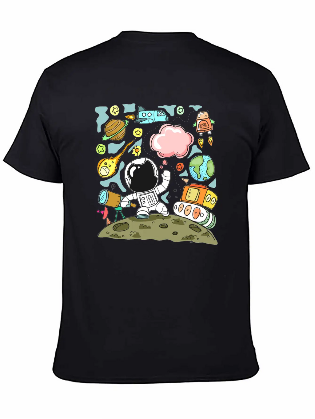 Sketch Space Travel Basic Graphic T-Shirt – Daily Comfort In Soft Cotton