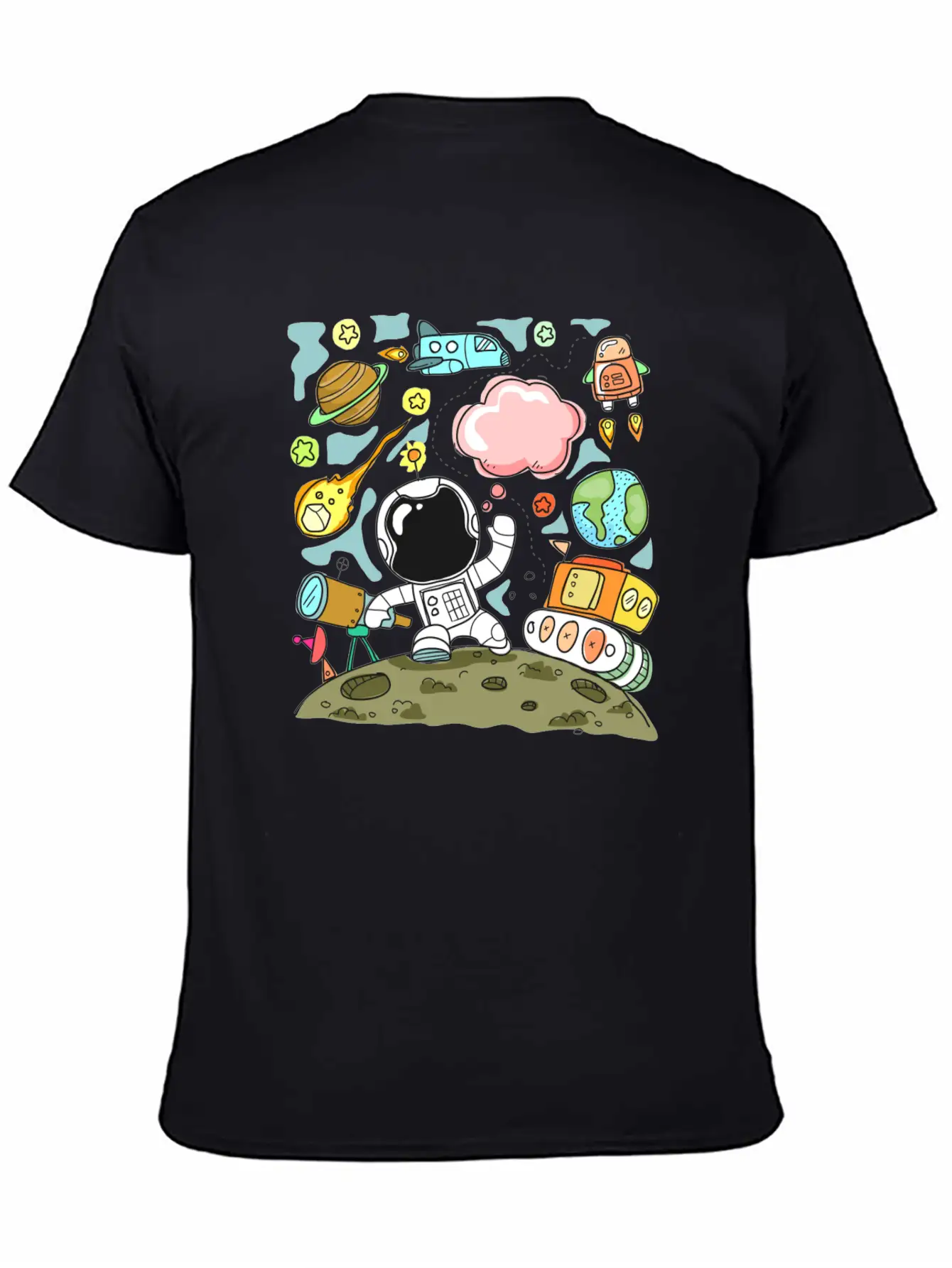 Sketch Space Travel Basic Graphic T-Shirt – Daily Comfort In Soft Cotton