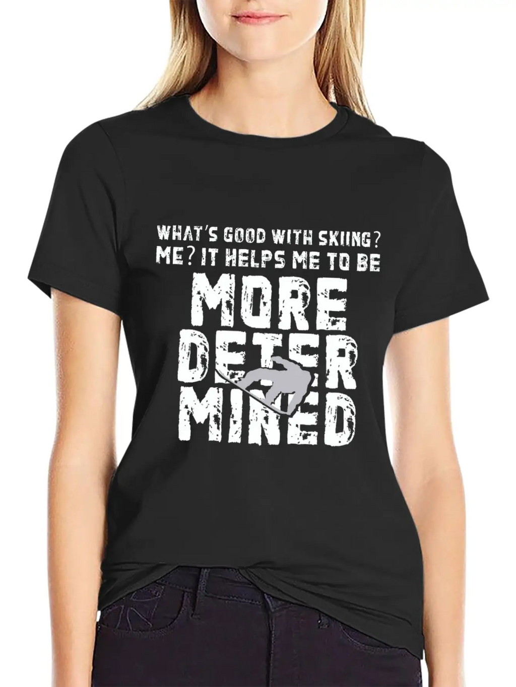 Skiing More Determined Basic Graphic T-Shirt – Daily Comfort In Soft Cotton