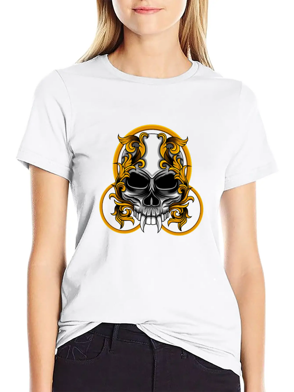 Skull Circle Copper Floral Stylish Everyday T-Shirt – Unisex Basic Cotton Tee