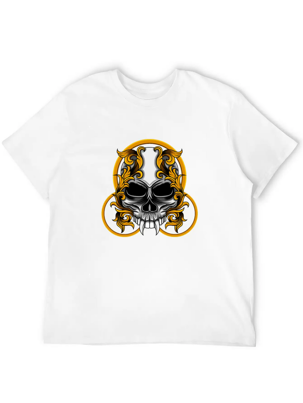 Skull Circle Copper Floral Stylish Everyday T-Shirt – Unisex Basic Cotton Tee