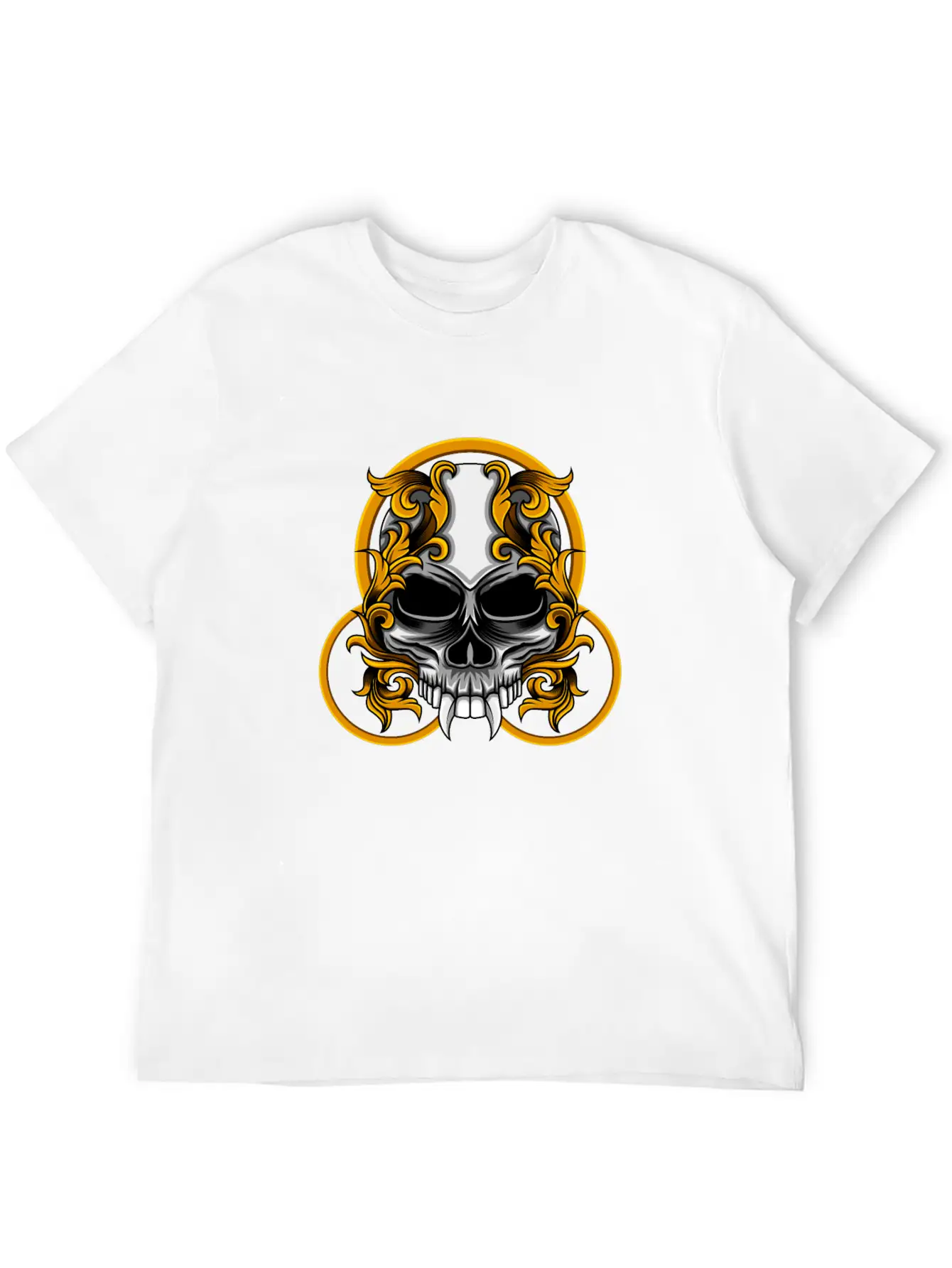 Skull Circle Copper Floral Stylish Everyday T-Shirt – Unisex Basic Cotton Tee