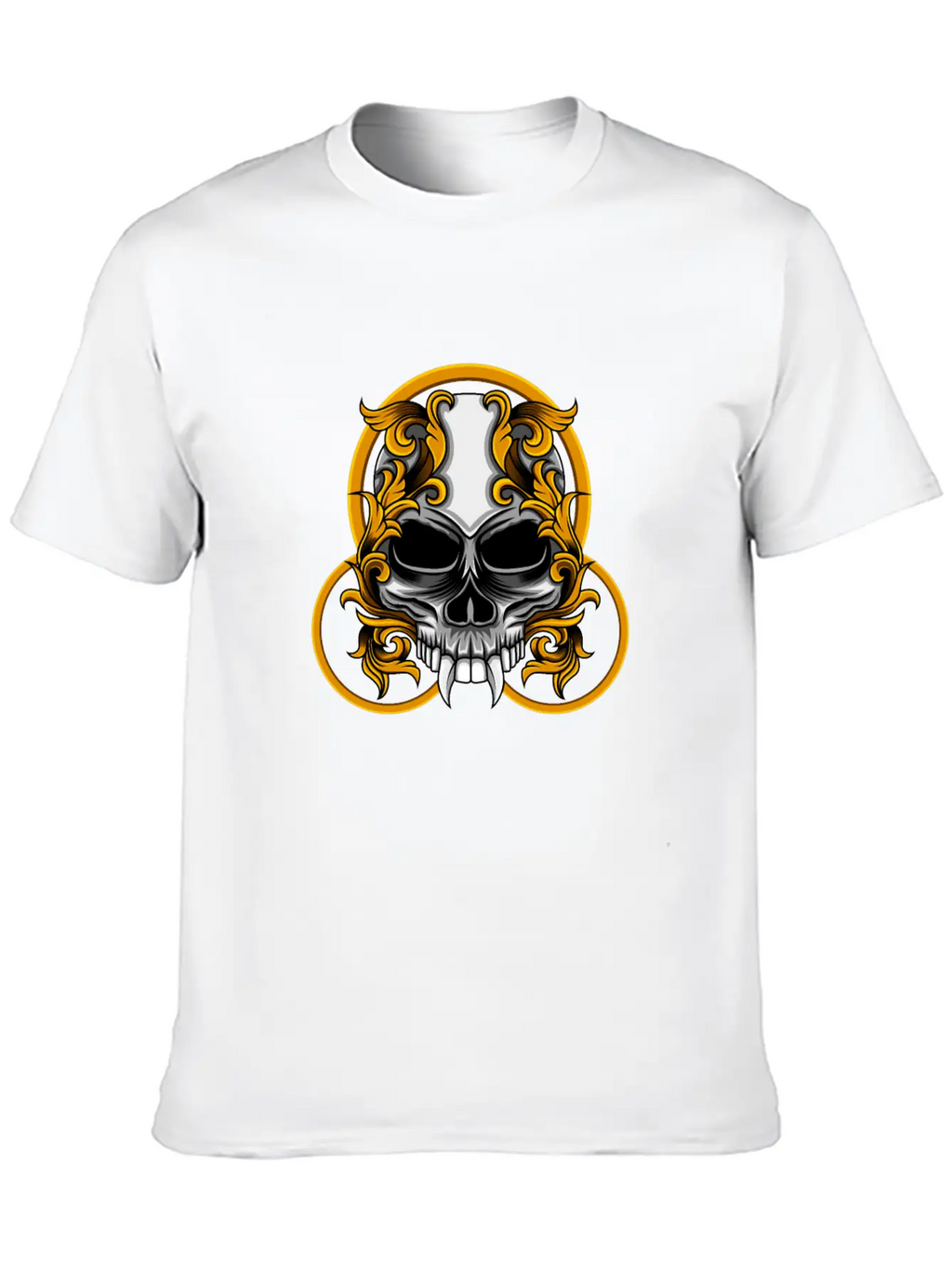 Skull Circle Copper Floral Stylish Everyday T-Shirt – Unisex Basic Cotton Tee