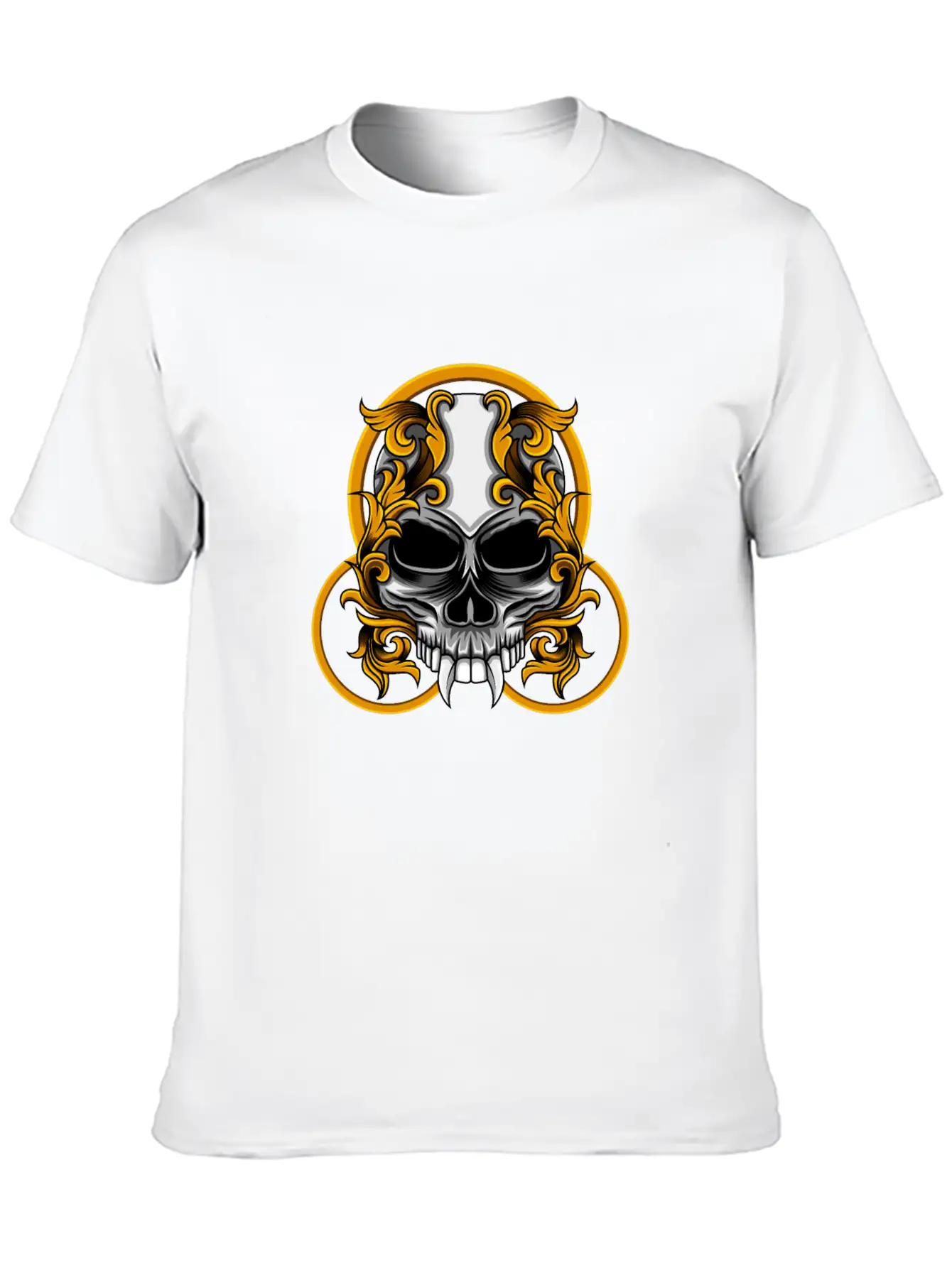 Skull Circle Copper Floral Stylish Everyday T-Shirt – Unisex Basic Cotton Tee