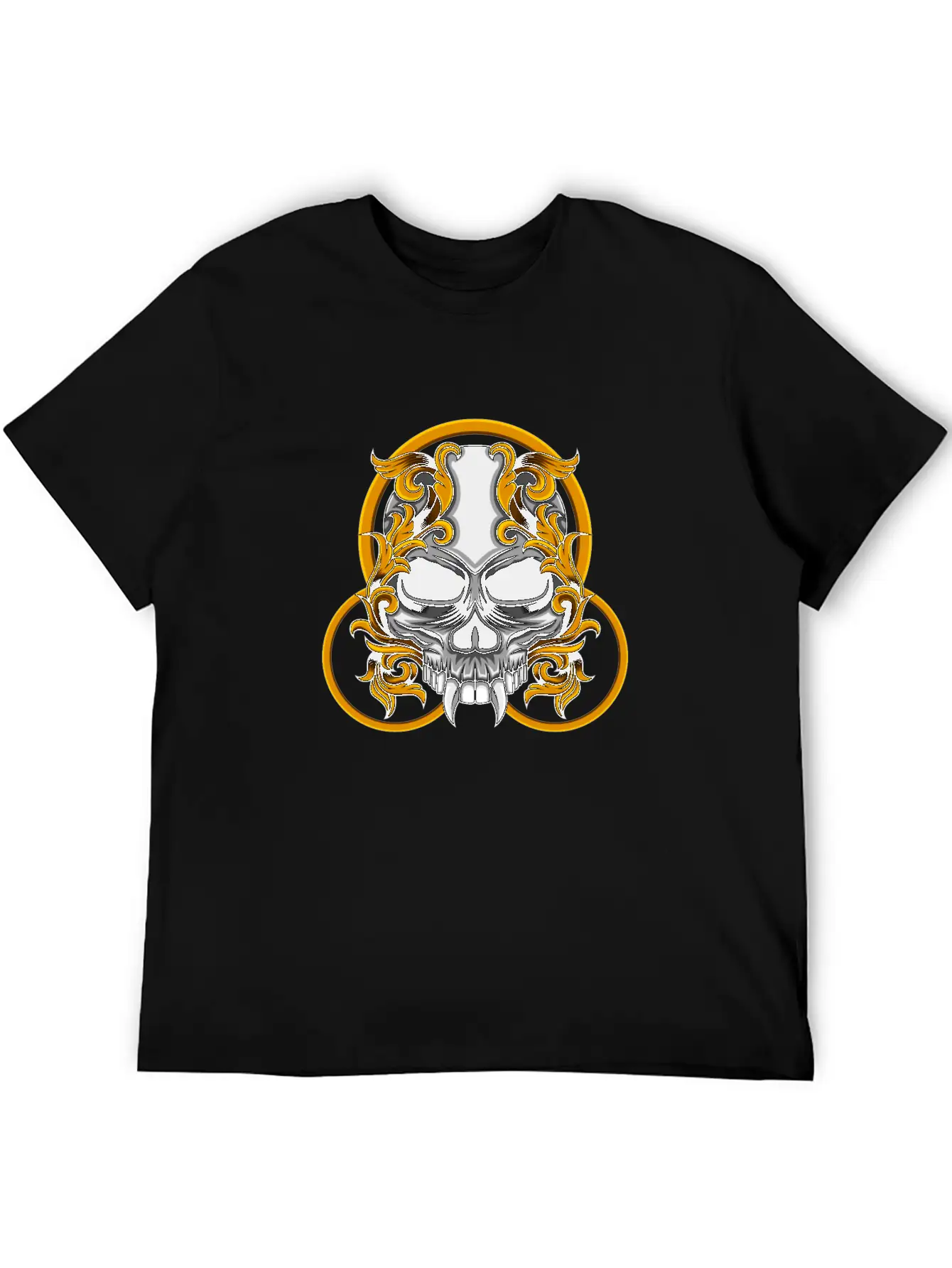 Skull Circle Copper Floral Stylish Everyday T-Shirt – Unisex Basic Cotton Tee