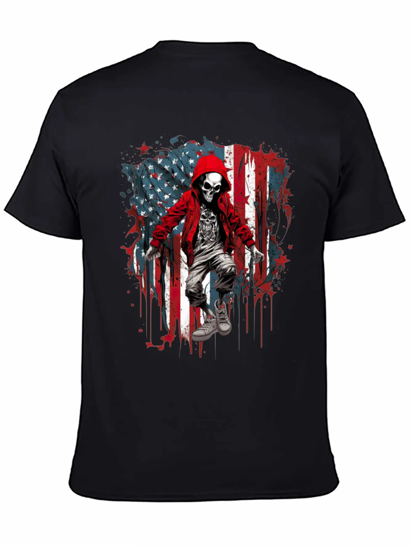Skull Dance Patriotic Street American USA Flag Basic Graphic T-Shirt – Daily Comfort In Soft Cotton