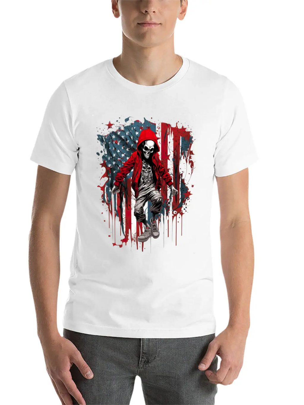 Skull Dance Patriotic Street American USA Flag Basic Graphic T-Shirt – Daily Comfort In Soft Cotton