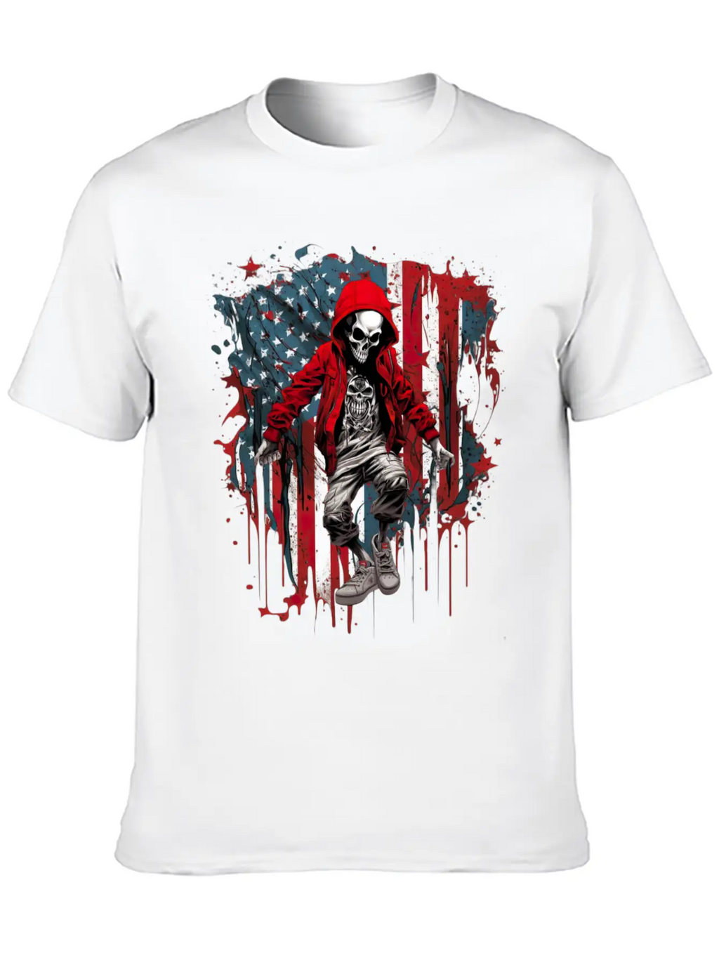 Skull Dance Patriotic Street American USA Flag Basic Graphic T-Shirt – Daily Comfort In Soft Cotton