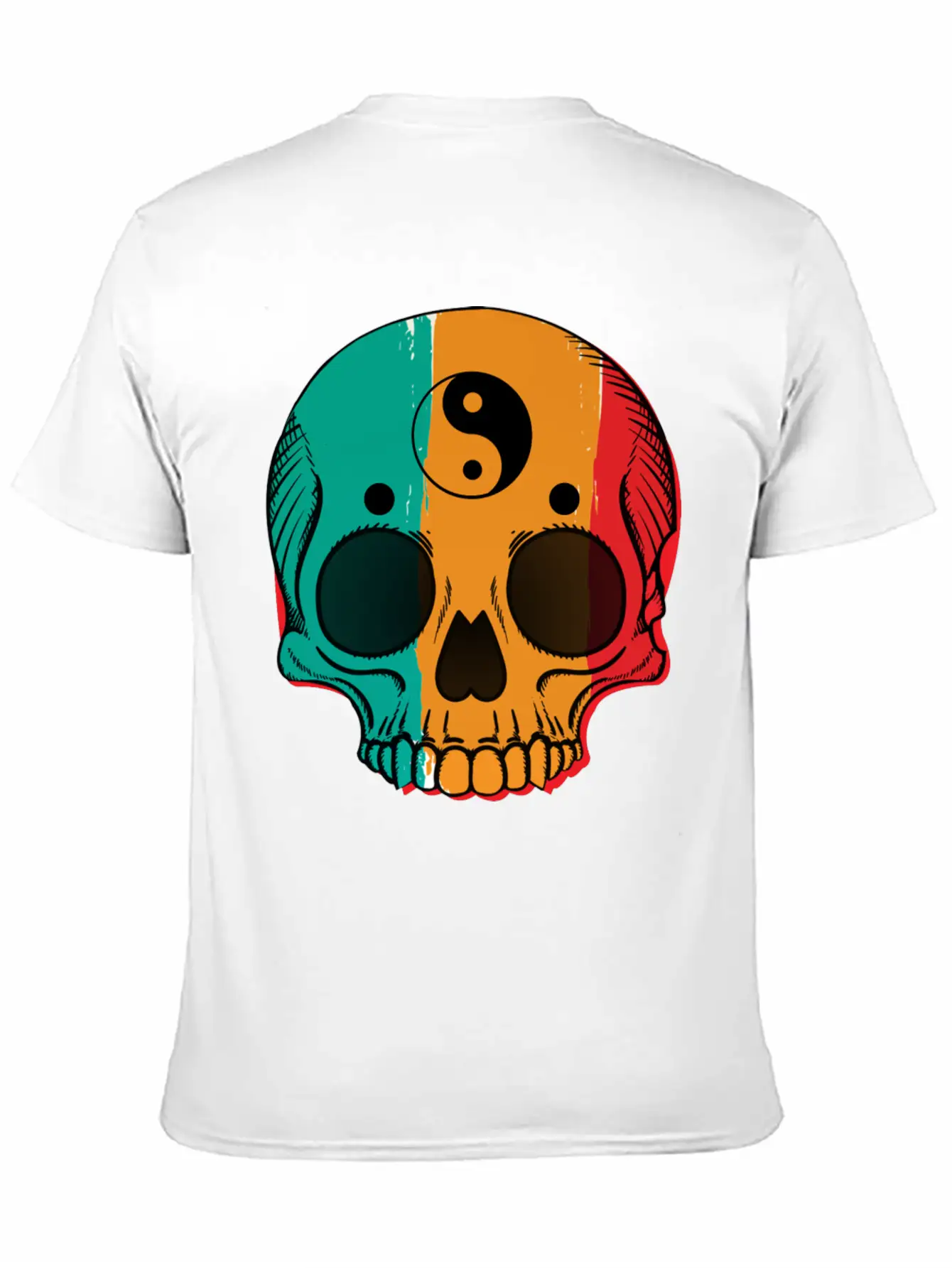 Skull Flag Yin Symbol Yang Symbol Balance Classic Cotton Tee – Unisex Comfort For Any Season