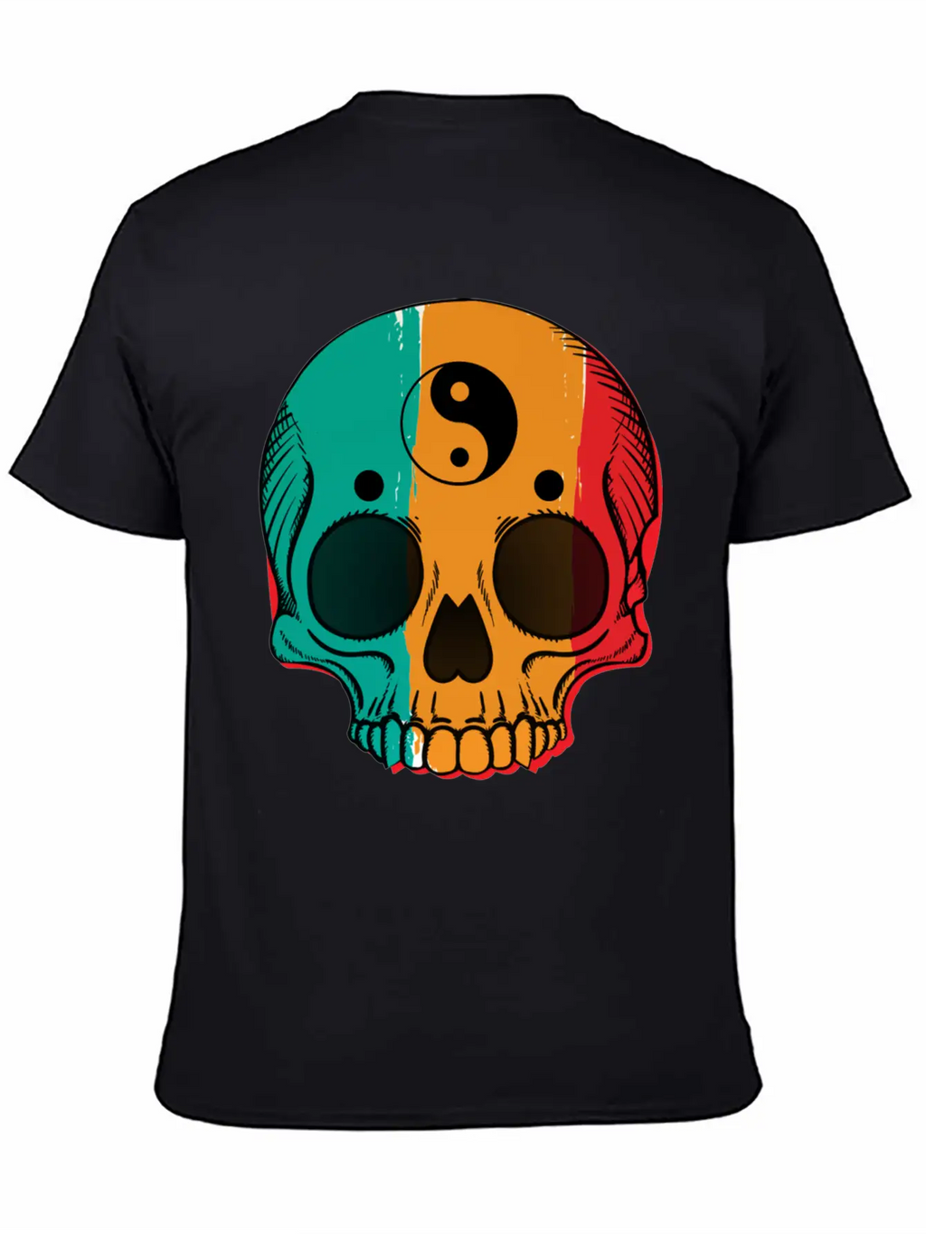 Skull Flag Yin Symbol Yang Symbol Balance Classic Cotton Tee – Unisex Comfort For Any Season