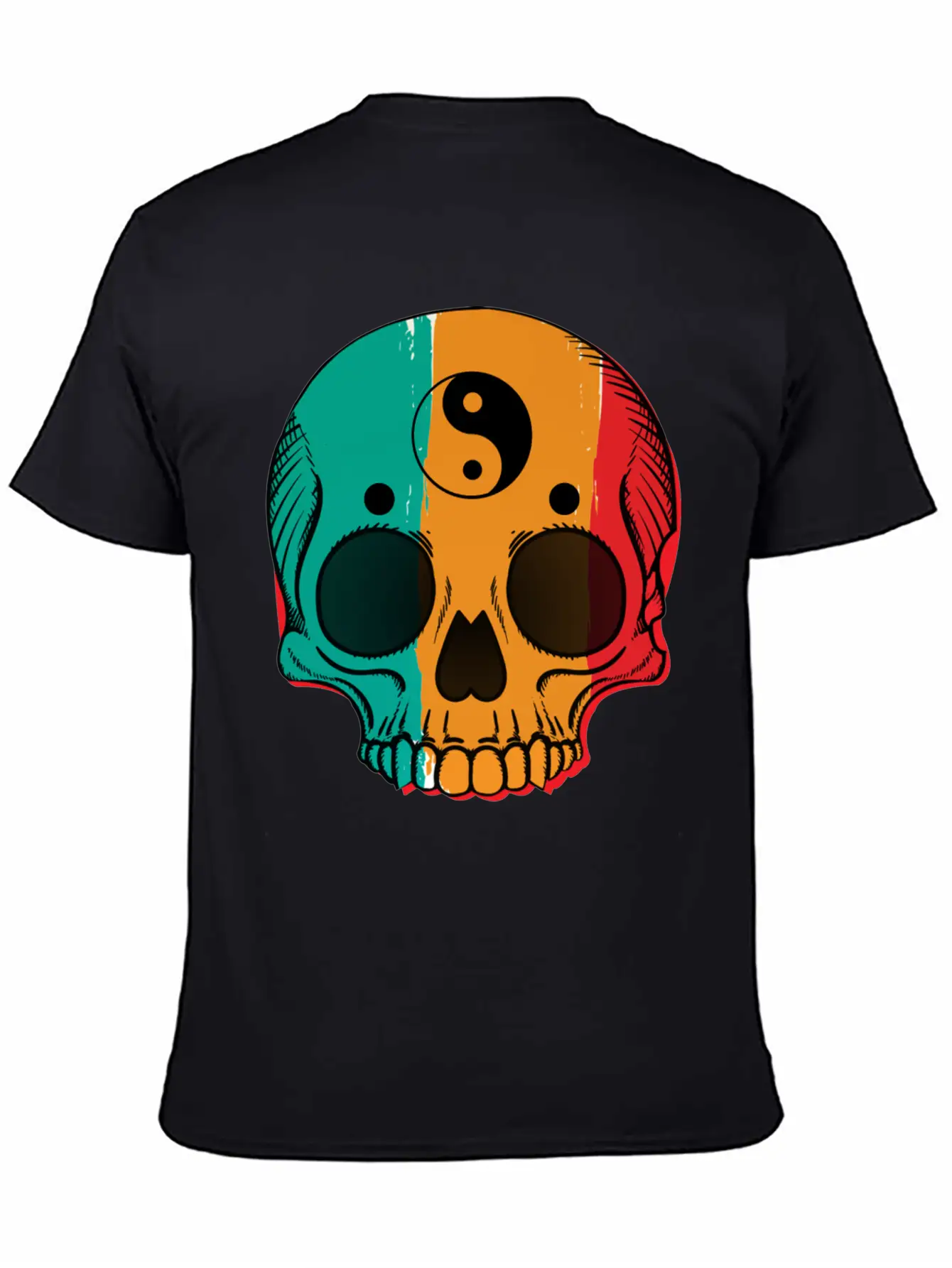 Skull Flag Yin Symbol Yang Symbol Balance Classic Cotton Tee – Unisex Comfort For Any Season