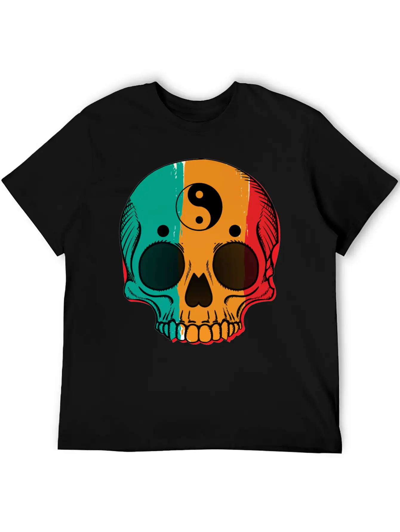 Skull Flag Yin Symbol Yang Symbol Balance Classic Cotton Tee – Unisex Comfort For Any Season