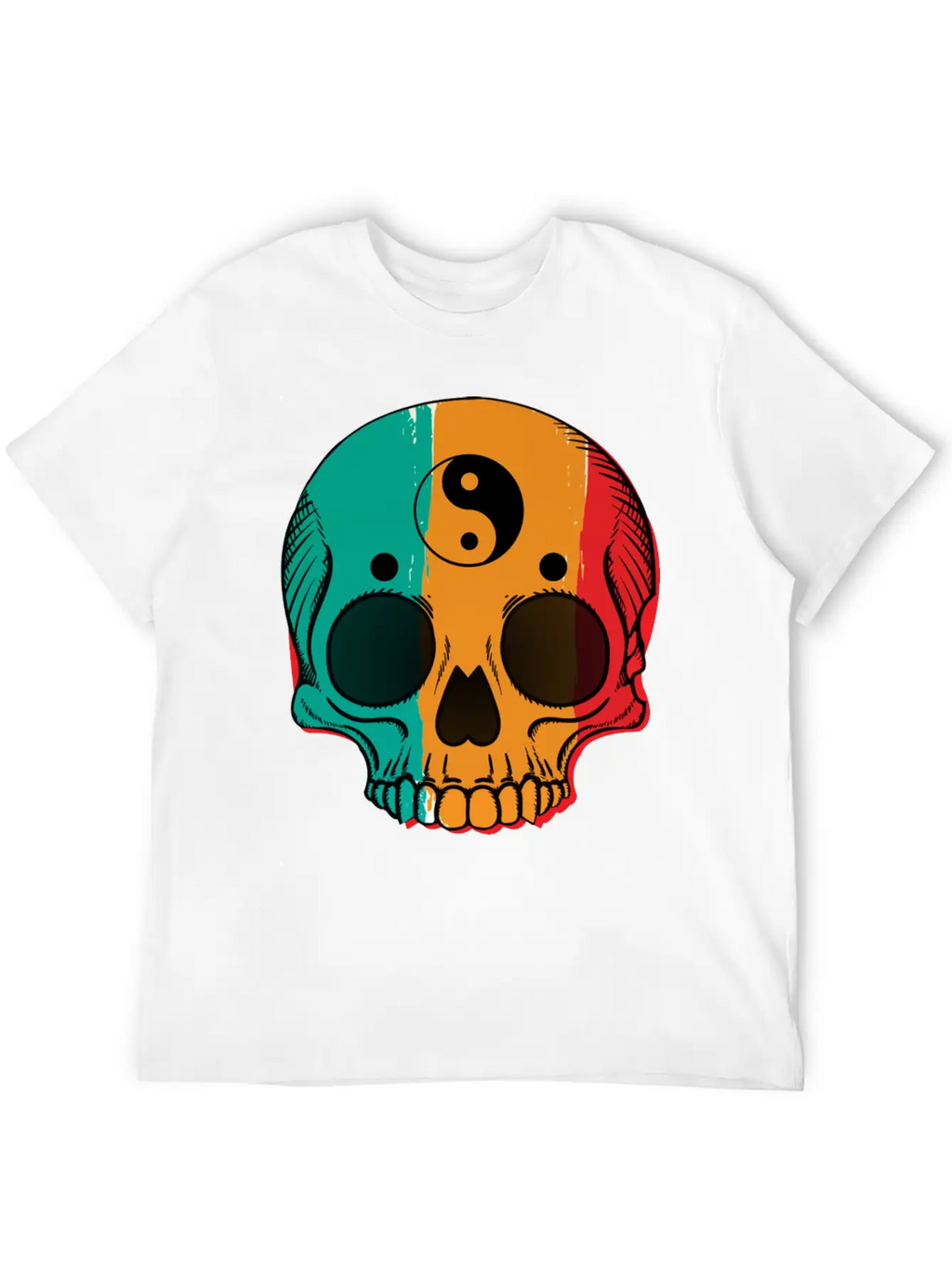 Skull Flag Yin Symbol Yang Symbol Balance Classic Cotton Tee – Unisex Comfort For Any Season