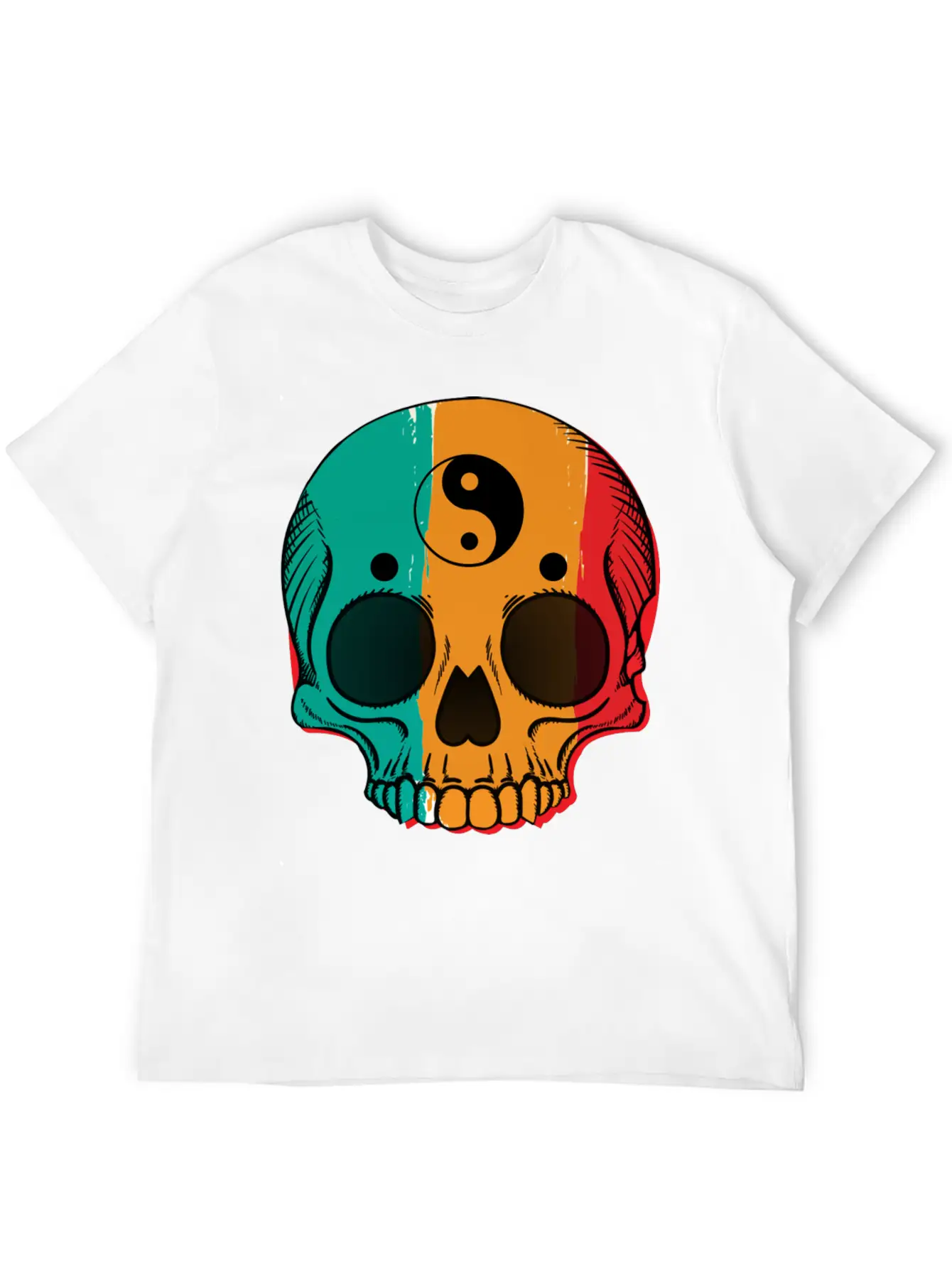 Skull Flag Yin Symbol Yang Symbol Balance Classic Cotton Tee – Unisex Comfort For Any Season