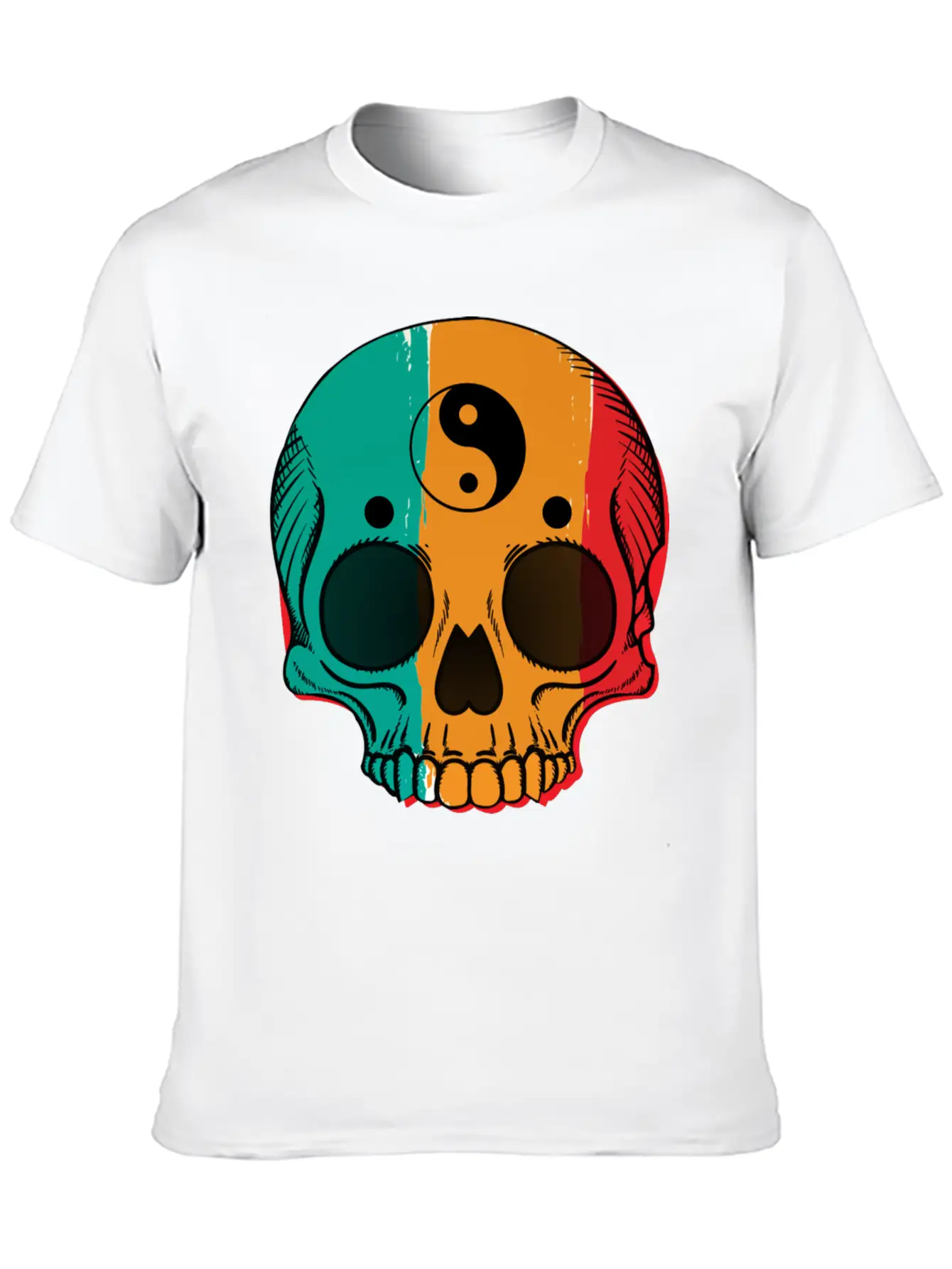 Skull Flag Yin Symbol Yang Symbol Balance Classic Cotton Tee – Unisex Comfort For Any Season