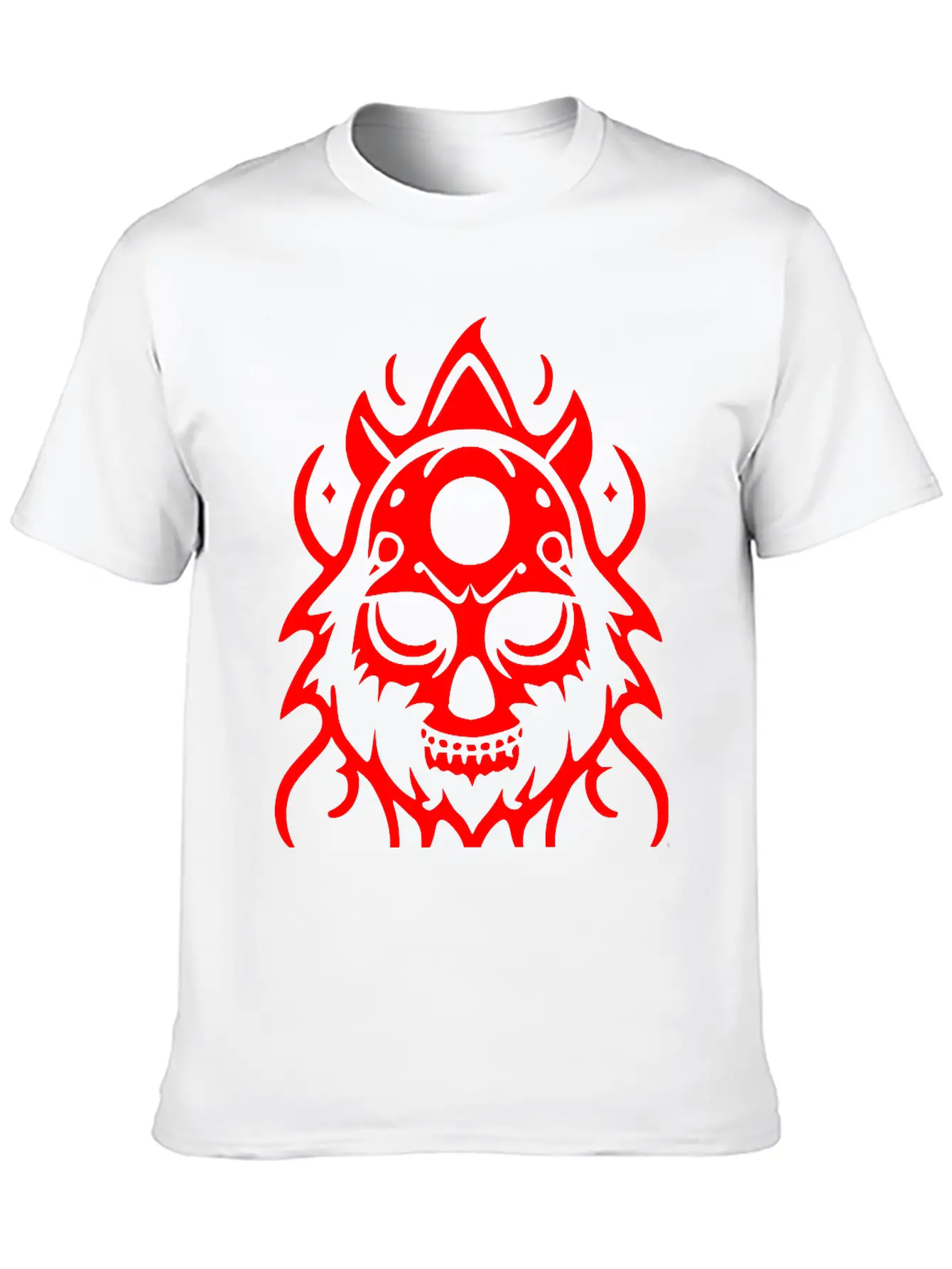 Skull Flames Vector Single Color Classic Cotton Tee – Unisex Comfort For Any Season