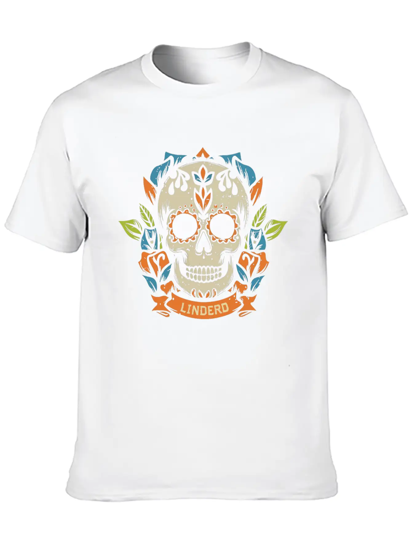 Skull Head With Leaf T Shirt Design Breathable Soft Cotton T-Shirt – Timeless Casual Look