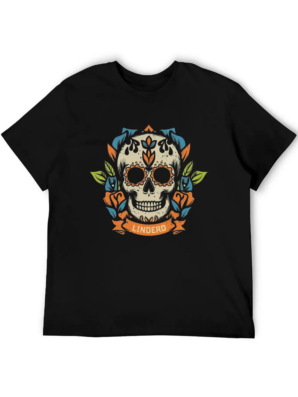 Skull Head With Leaf T Shirt Design Breathable Soft Cotton T-Shirt – Timeless Casual Look