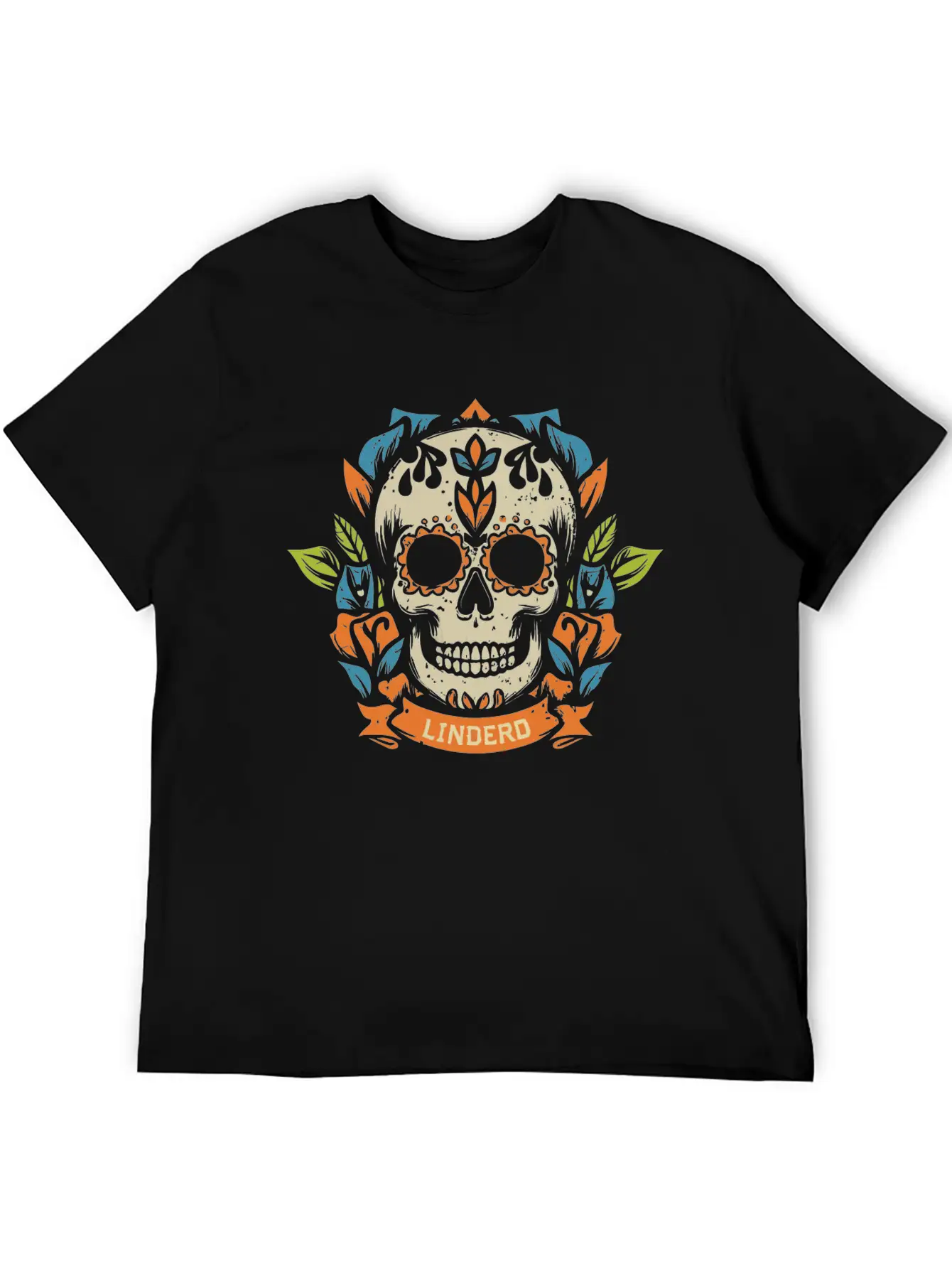 Skull Head With Leaf T Shirt Design Breathable Soft Cotton T-Shirt – Timeless Casual Look