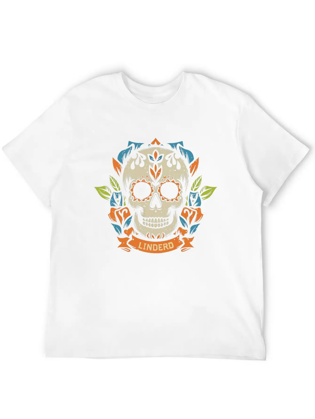 Skull Head With Leaf T Shirt Design Breathable Soft Cotton T-Shirt – Timeless Casual Look