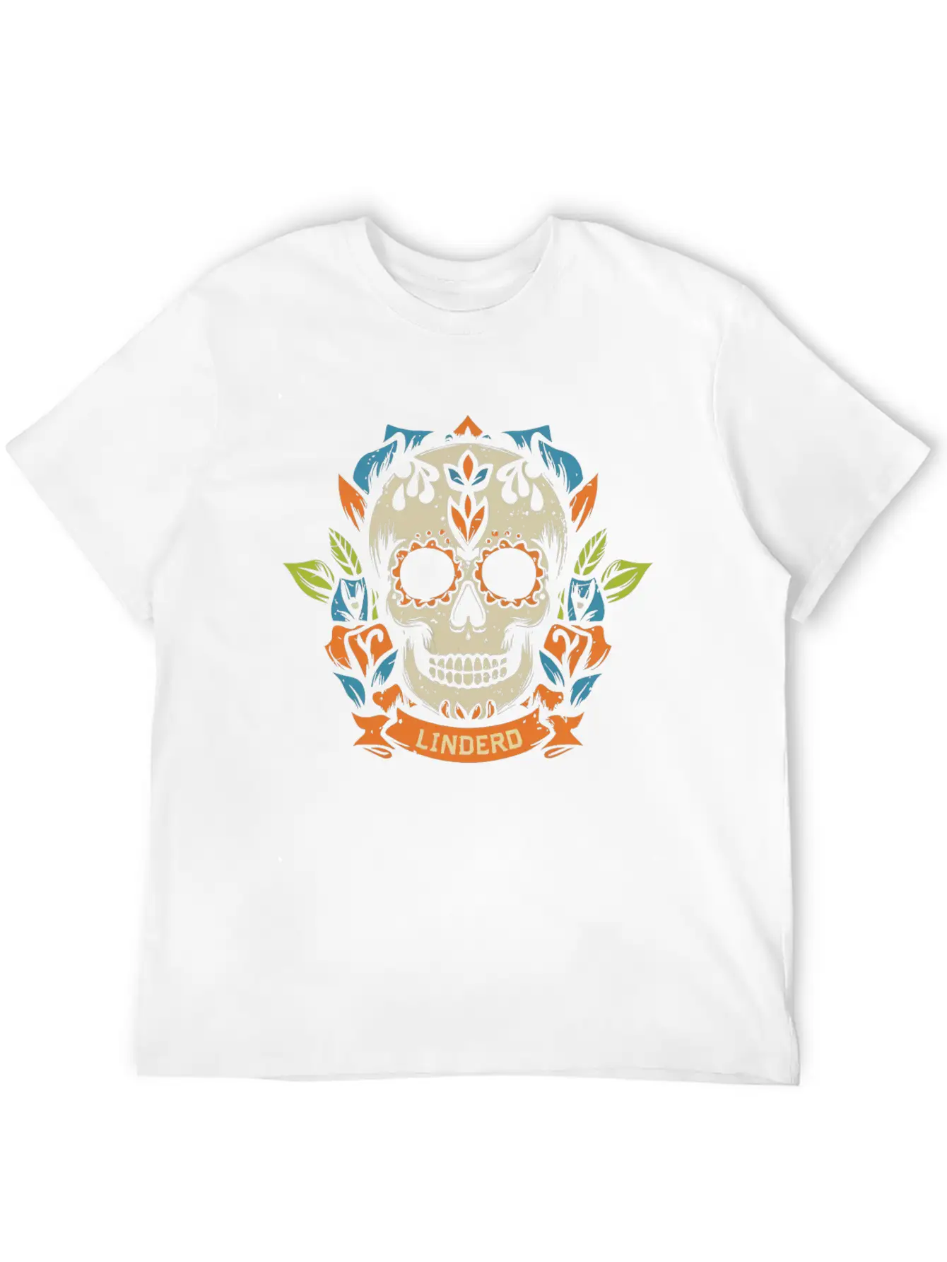 Skull Head With Leaf T Shirt Design Breathable Soft Cotton T-Shirt – Timeless Casual Look