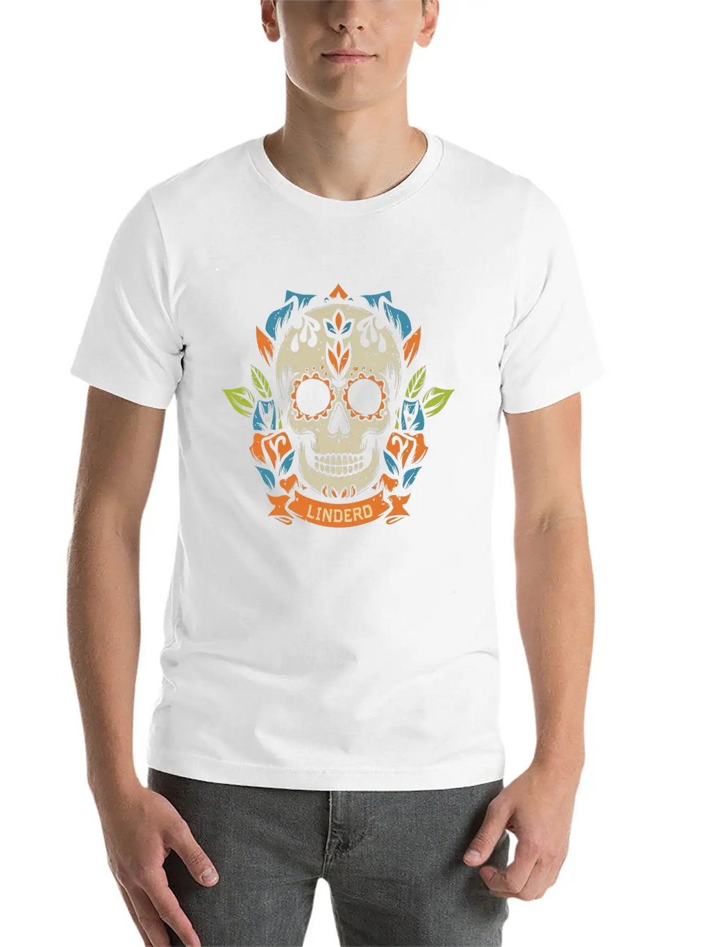 Skull Head With Leaf T Shirt Design Breathable Soft Cotton T-Shirt – Timeless Casual Look