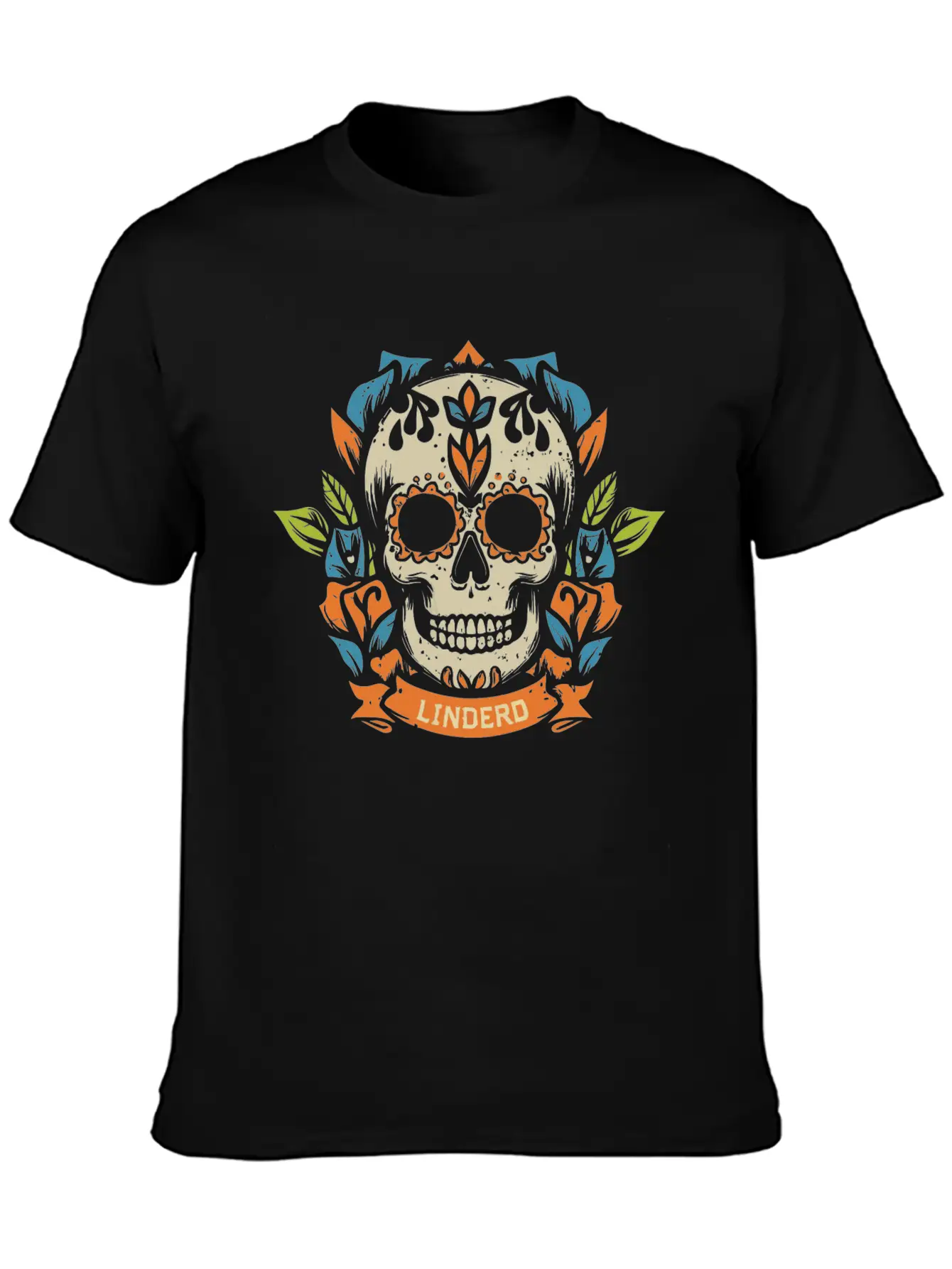 Skull Head With Leaf T Shirt Design Breathable Soft Cotton T-Shirt – Timeless Casual Look