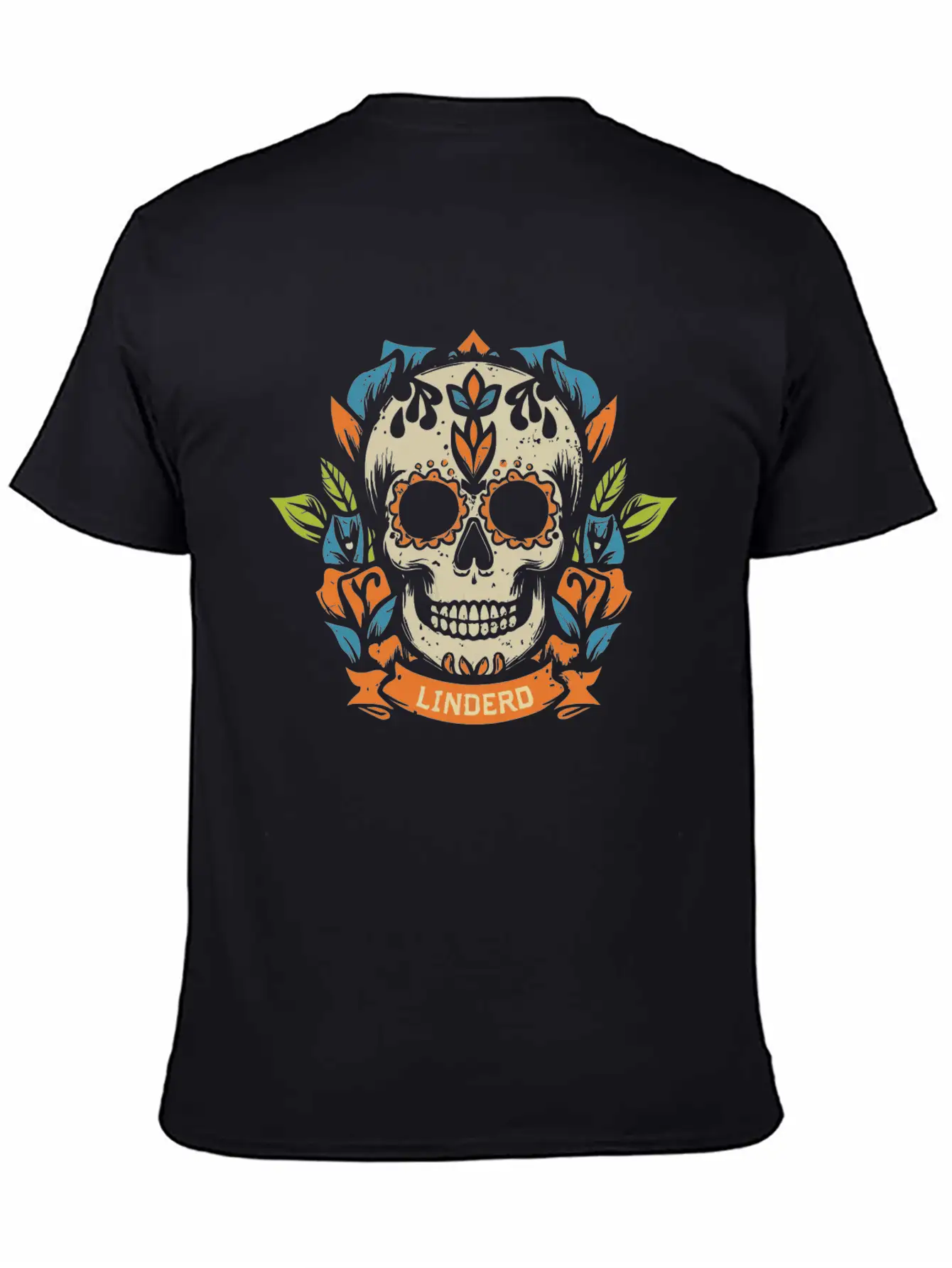 Skull Head With Leaf T Shirt Design Breathable Soft Cotton T-Shirt – Timeless Casual Look