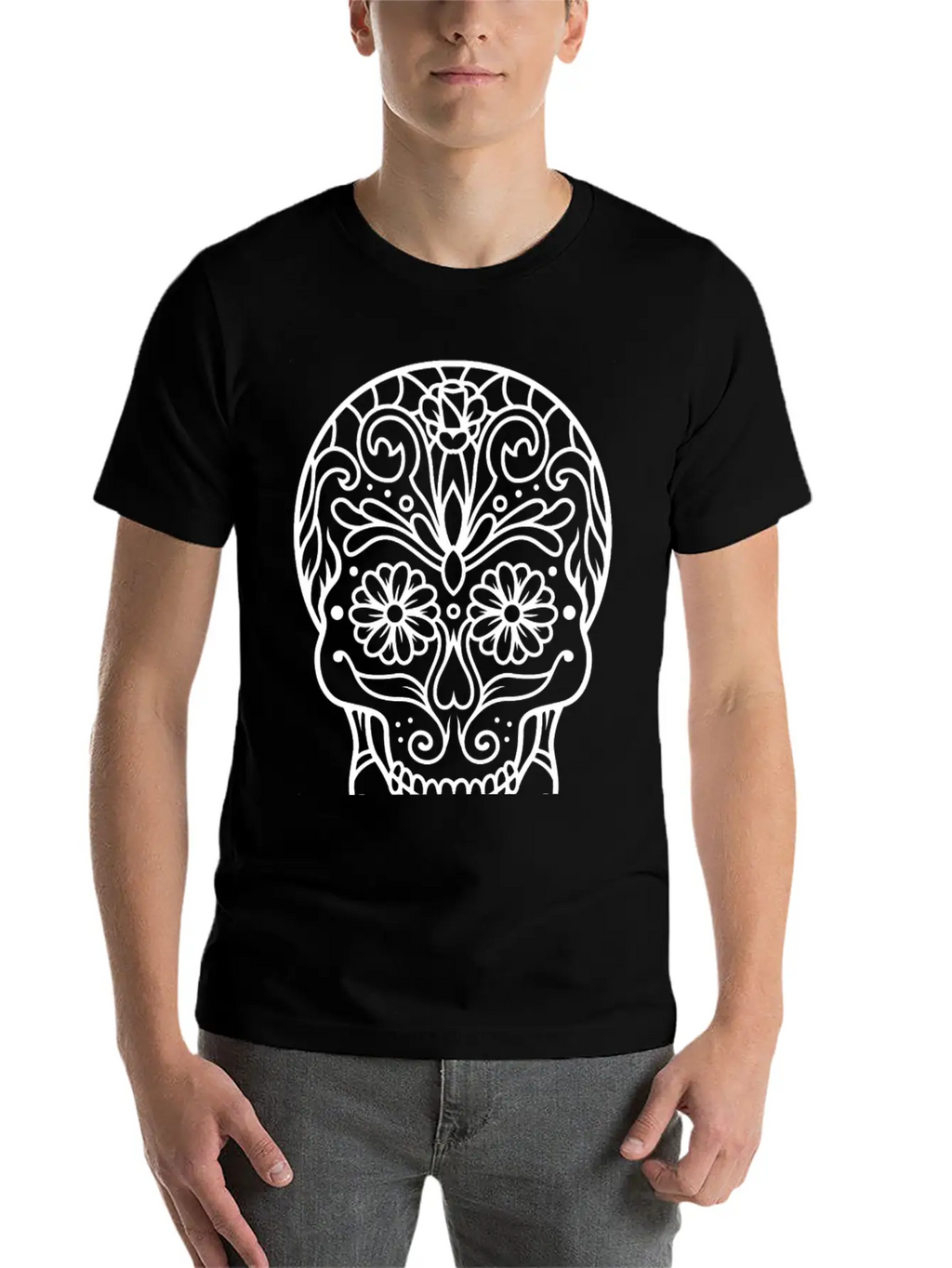 Skull In Mandala. Relaxed Everyday Tee – Lightweight And Durable Cotton