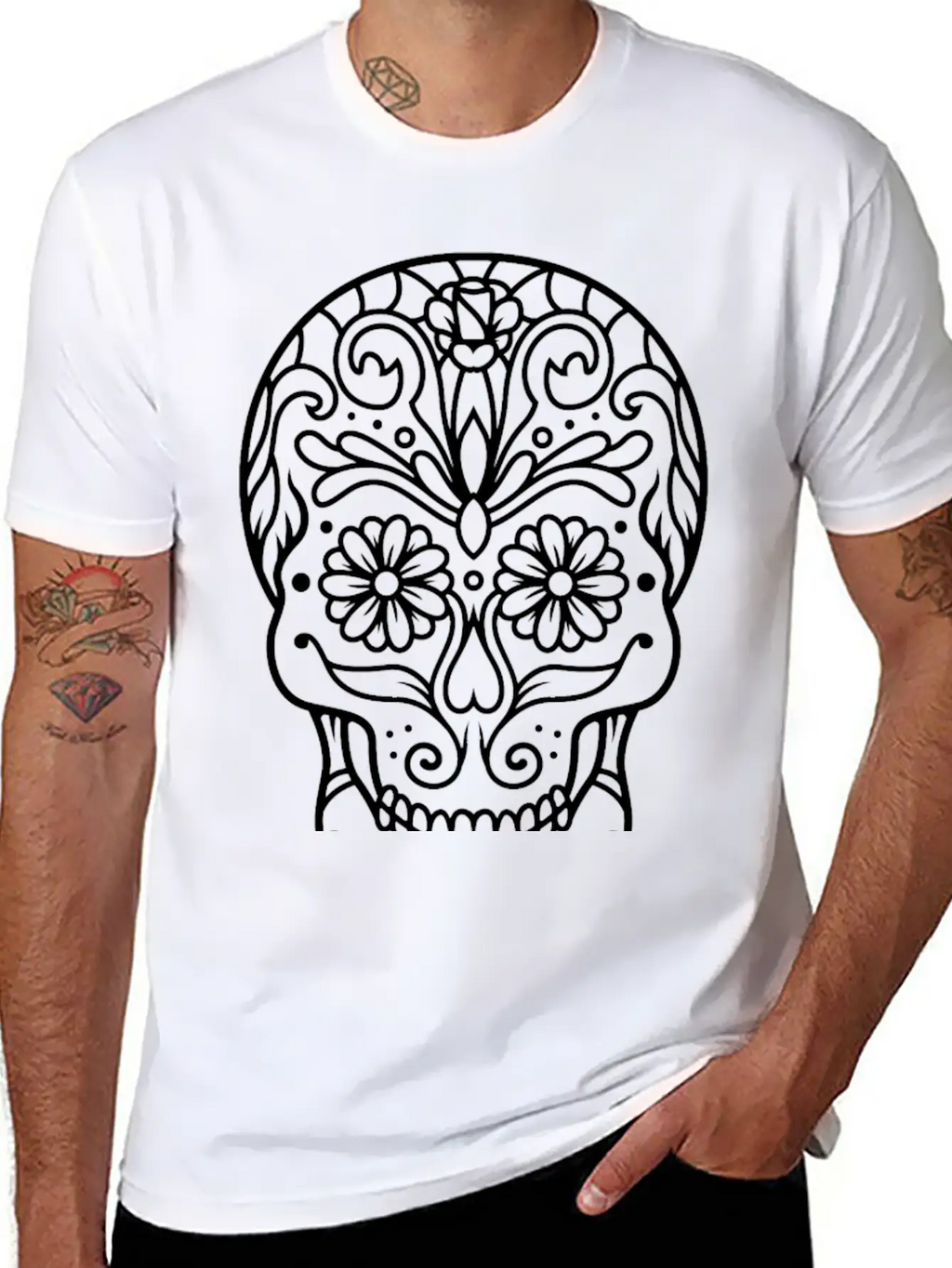 Skull In Mandala. Relaxed Everyday Tee – Lightweight And Durable Cotton