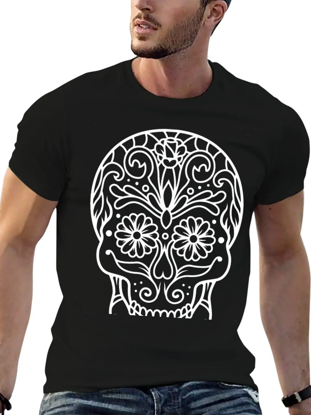 Skull In Mandala. Relaxed Everyday Tee – Lightweight And Durable Cotton