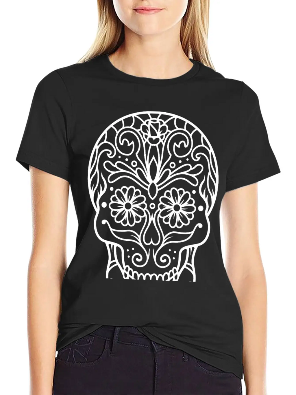 Skull In Mandala. Relaxed Everyday Tee – Lightweight And Durable Cotton