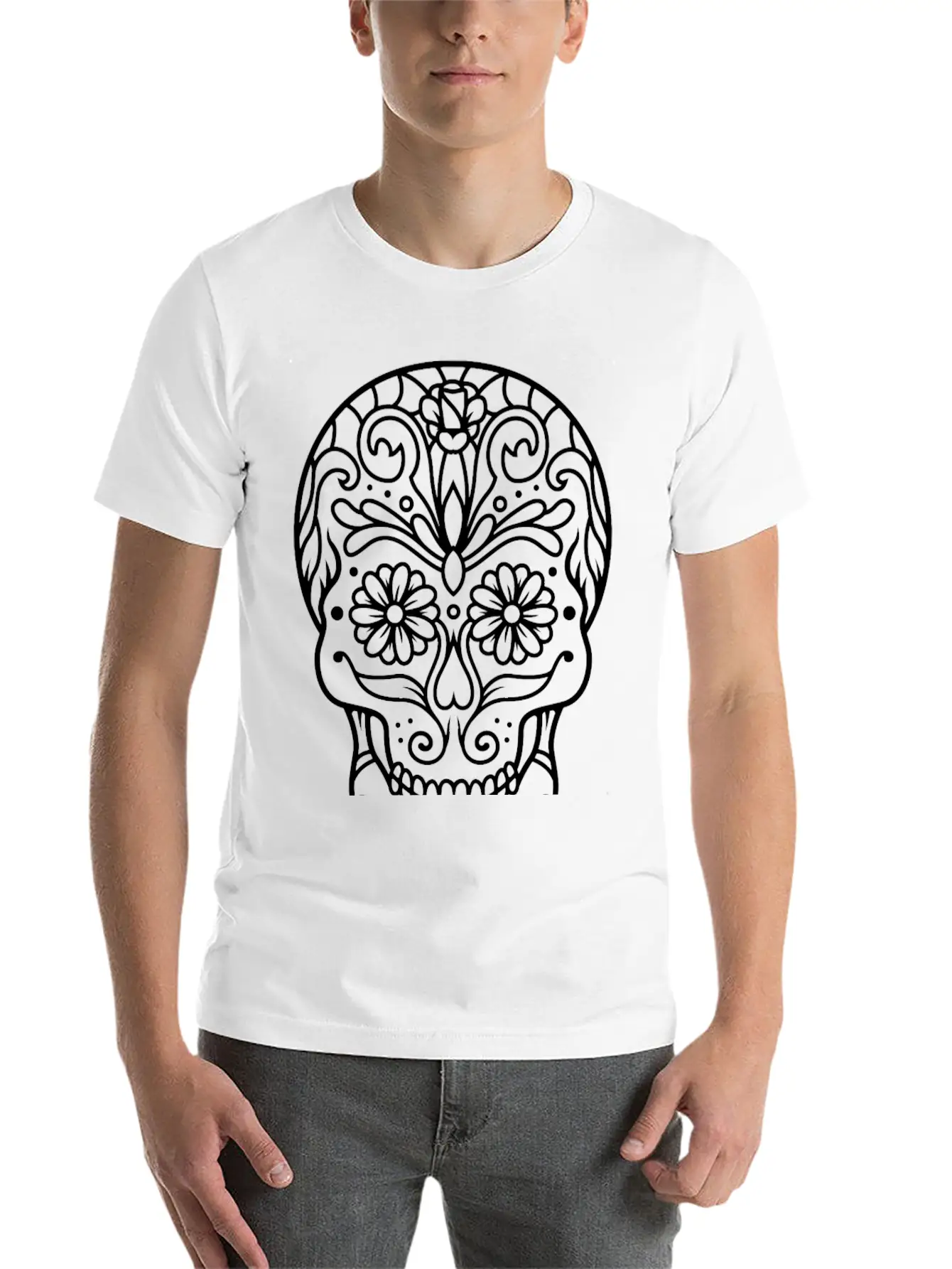 Skull In Mandala. Relaxed Everyday Tee – Lightweight And Durable Cotton