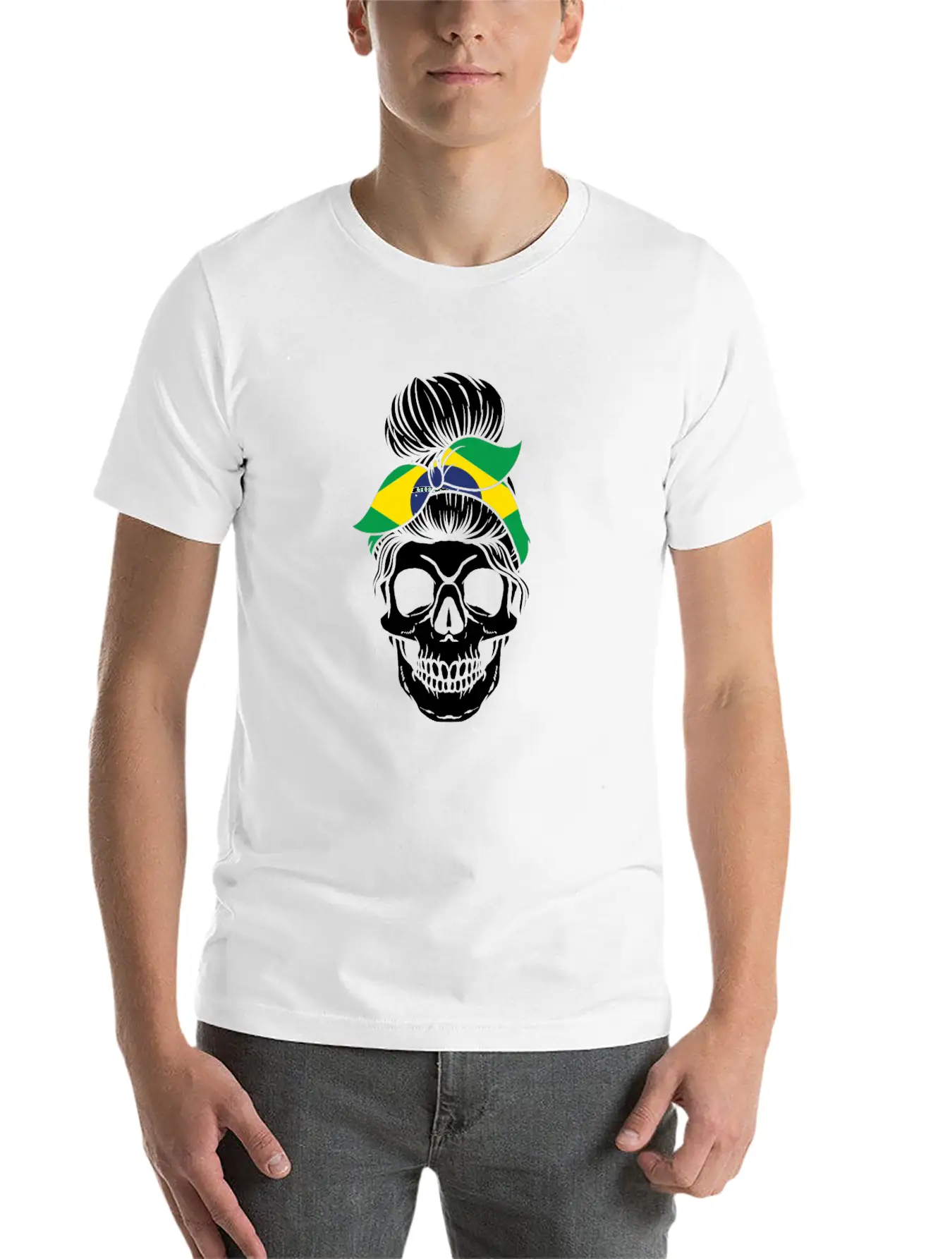 Skull Nationality Country Flag Essential Cotton Tee For Daily Outfits – Unisex Style
