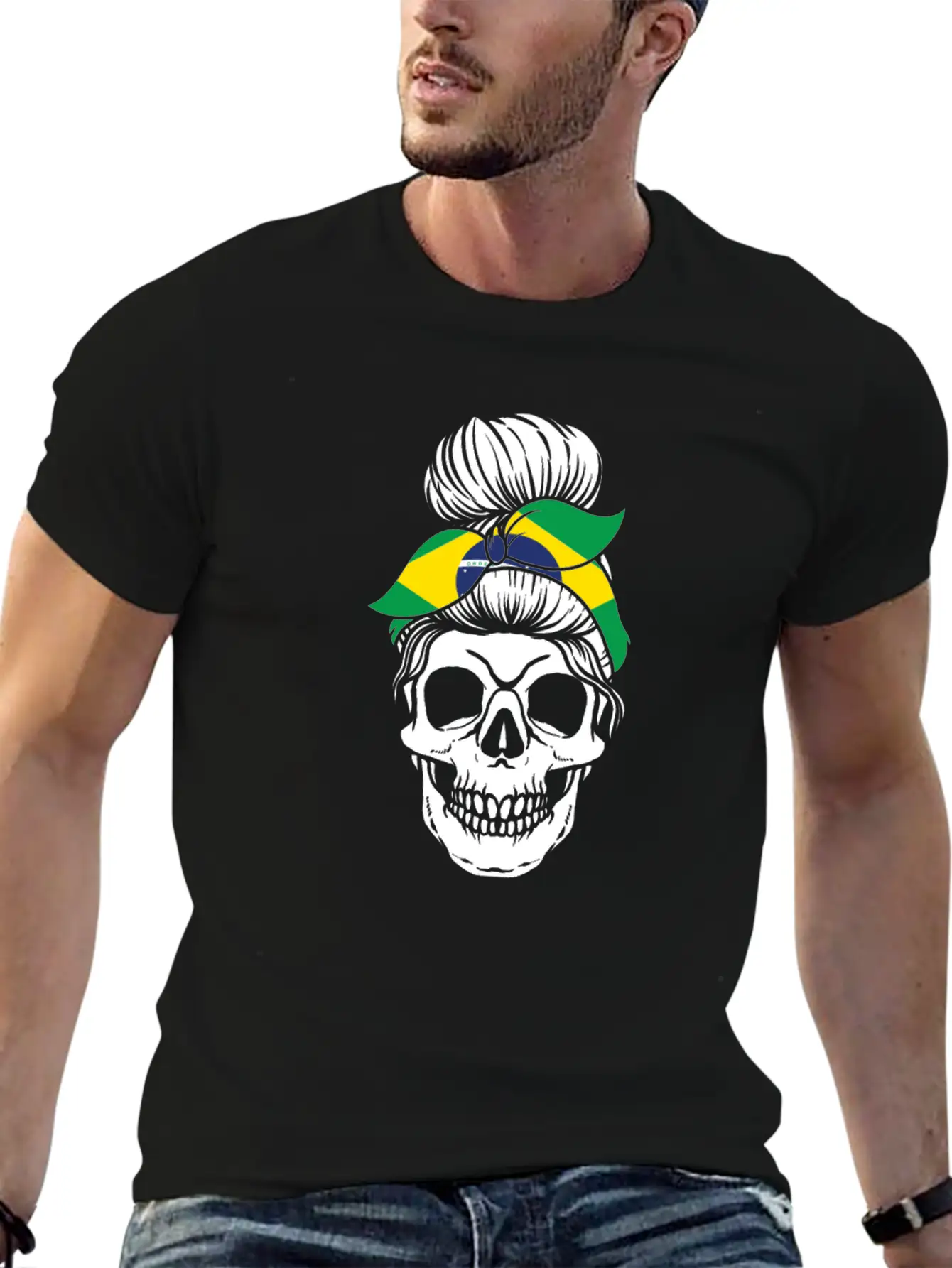 Skull Nationality Country Flag Essential Cotton Tee For Daily Outfits – Unisex Style