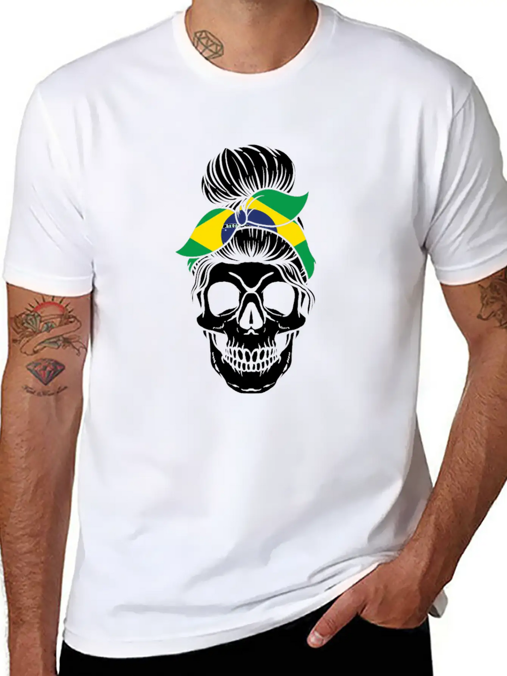 Skull Nationality Country Flag Essential Cotton Tee For Daily Outfits – Unisex Style