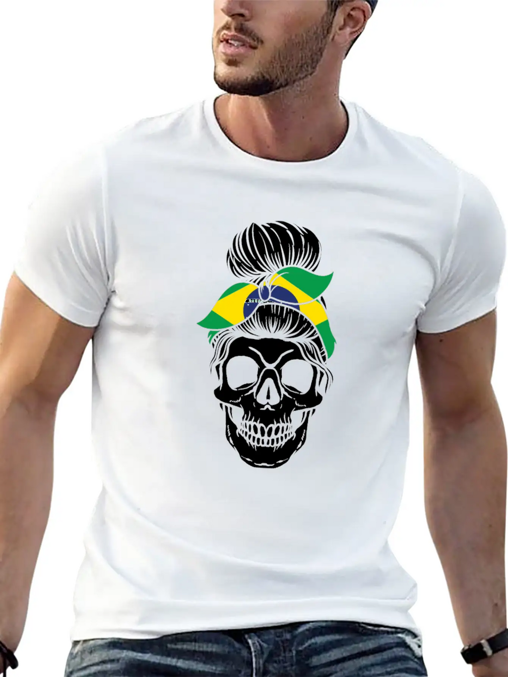 Skull Nationality Country Flag Essential Cotton Tee For Daily Outfits – Unisex Style