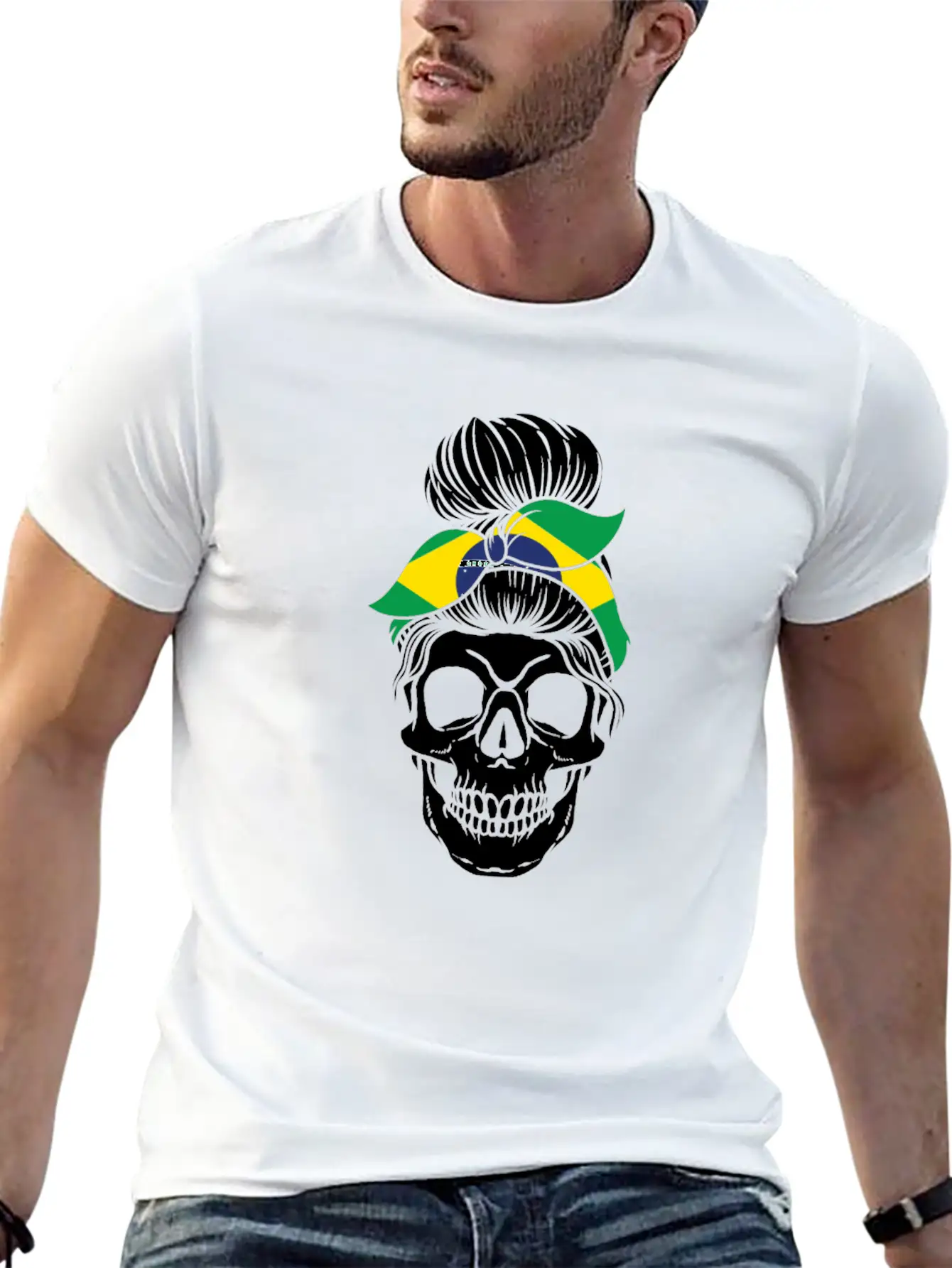 Skull Nationality Country Flag Essential Cotton Tee For Daily Outfits – Unisex Style