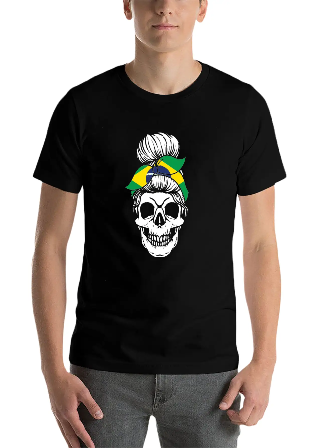 Skull Nationality Country Flag Essential Cotton Tee For Daily Outfits – Unisex Style