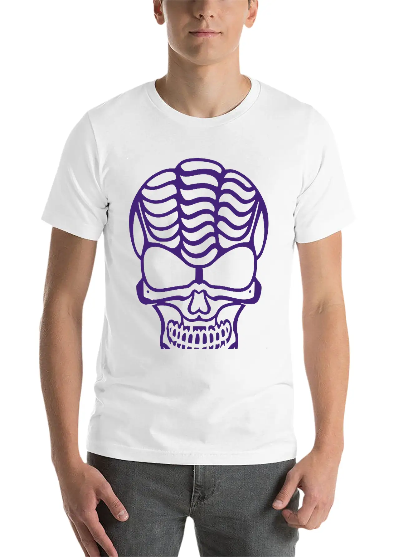 Skull With Brain Vector Single Color Breathable Graphic T-Shirt – Perfect For Casual Days