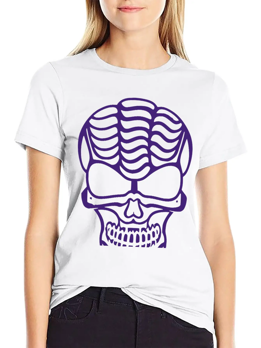Skull With Brain Vector Single Color Breathable Graphic T-Shirt – Perfect For Casual Days