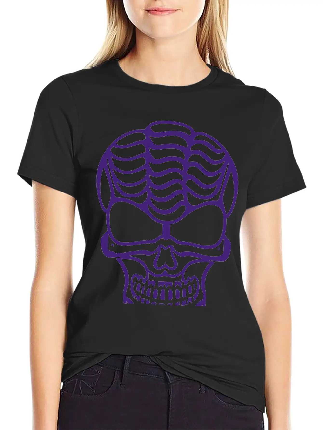 Skull With Brain Vector Single Color Breathable Graphic T-Shirt – Perfect For Casual Days