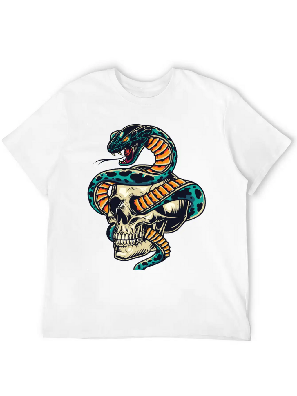 Skull With Snake Inside It Classic Cotton Tee – Unisex Comfort For Any Season