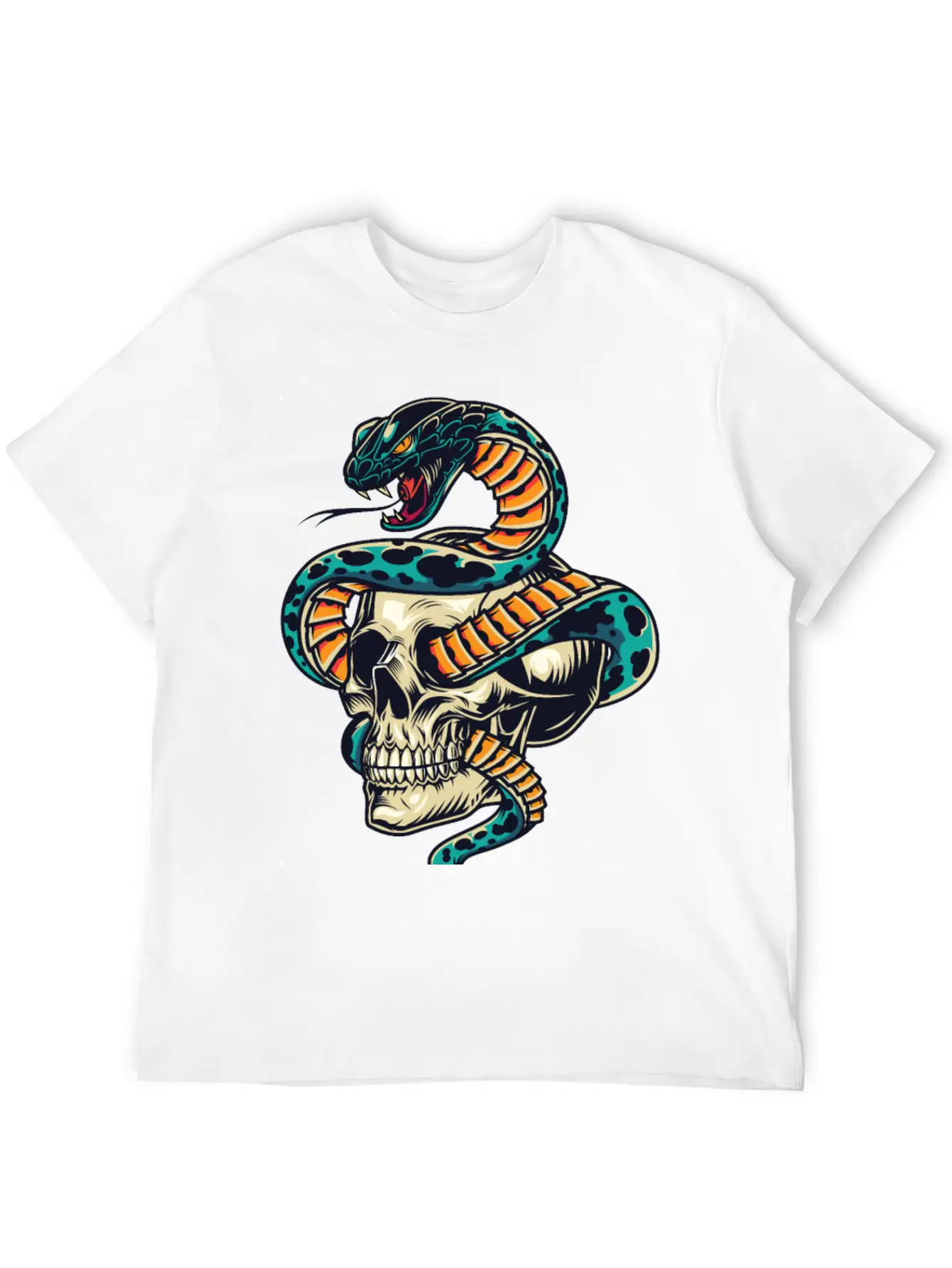 Skull With Snake Inside It Classic Cotton Tee – Unisex Comfort For Any Season