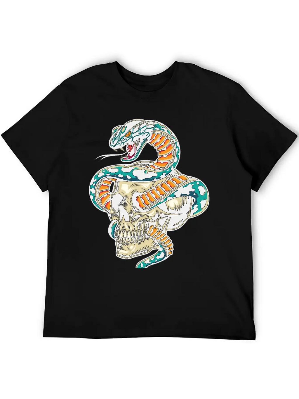 Skull With Snake Inside It Classic Cotton Tee – Unisex Comfort For Any Season