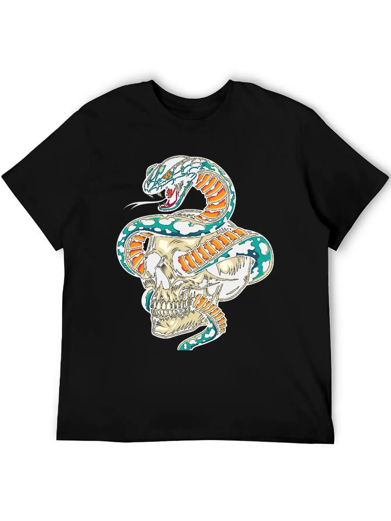 Skull With Snake Inside It Classic Cotton Tee – Unisex Comfort For Any Season
