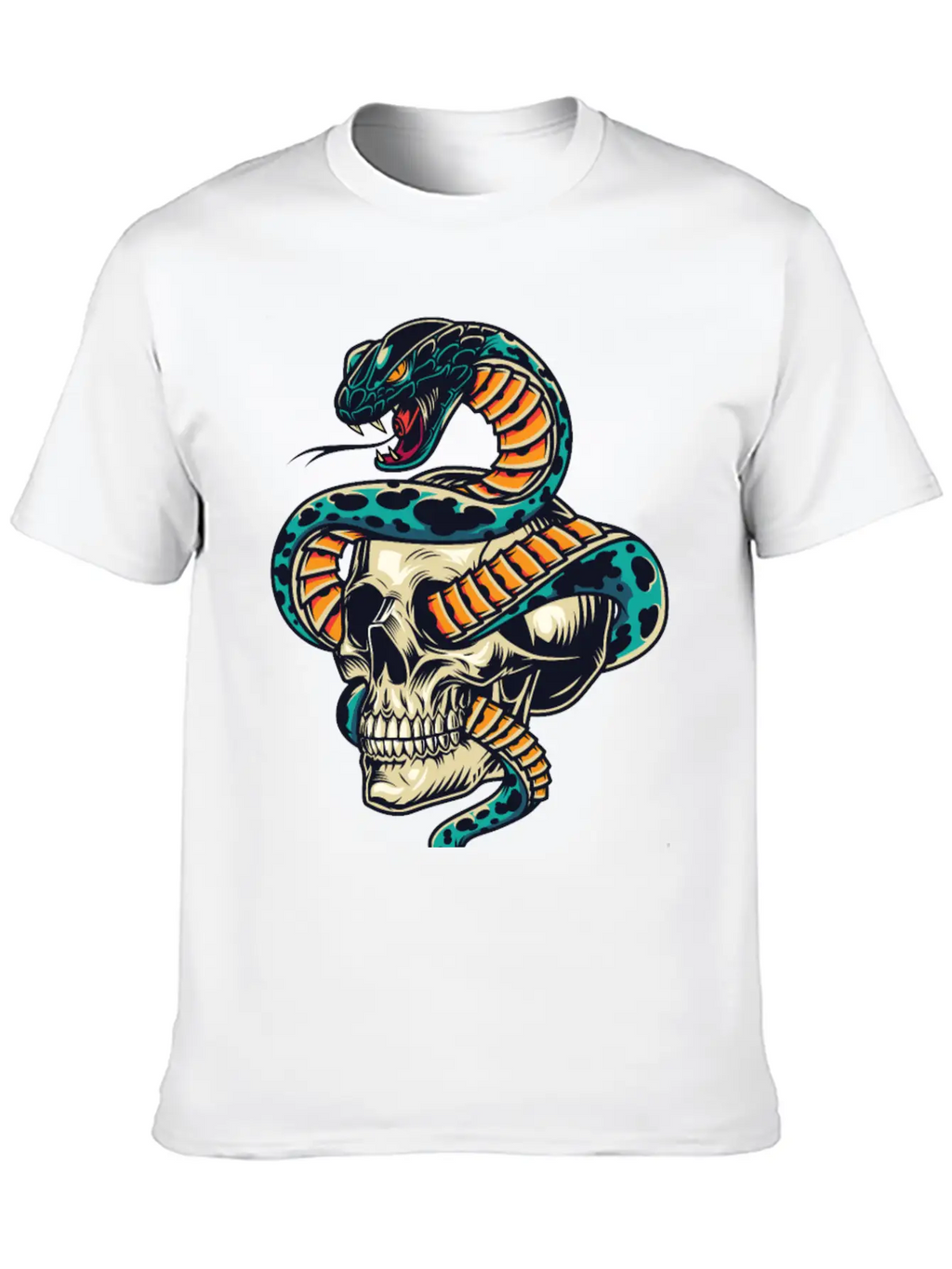 Skull With Snake Inside It Classic Cotton Tee – Unisex Comfort For Any Season